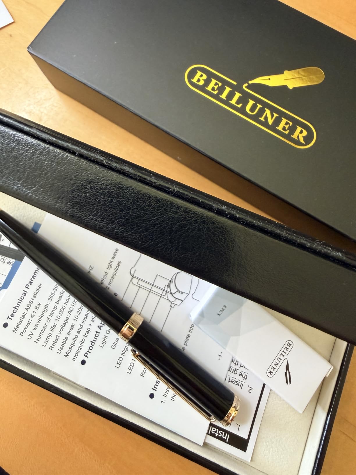 BEILUNER Black Fountain Pen,Stunning Luxury Pens with 24K Gold Accents, Gorgeous 24K Gilded Nib(Fine), Trustworthy Pen Gift for Men&Women -Ink Converter-Elegant, Reliable,Fancy Pen for Writing customer photo 2