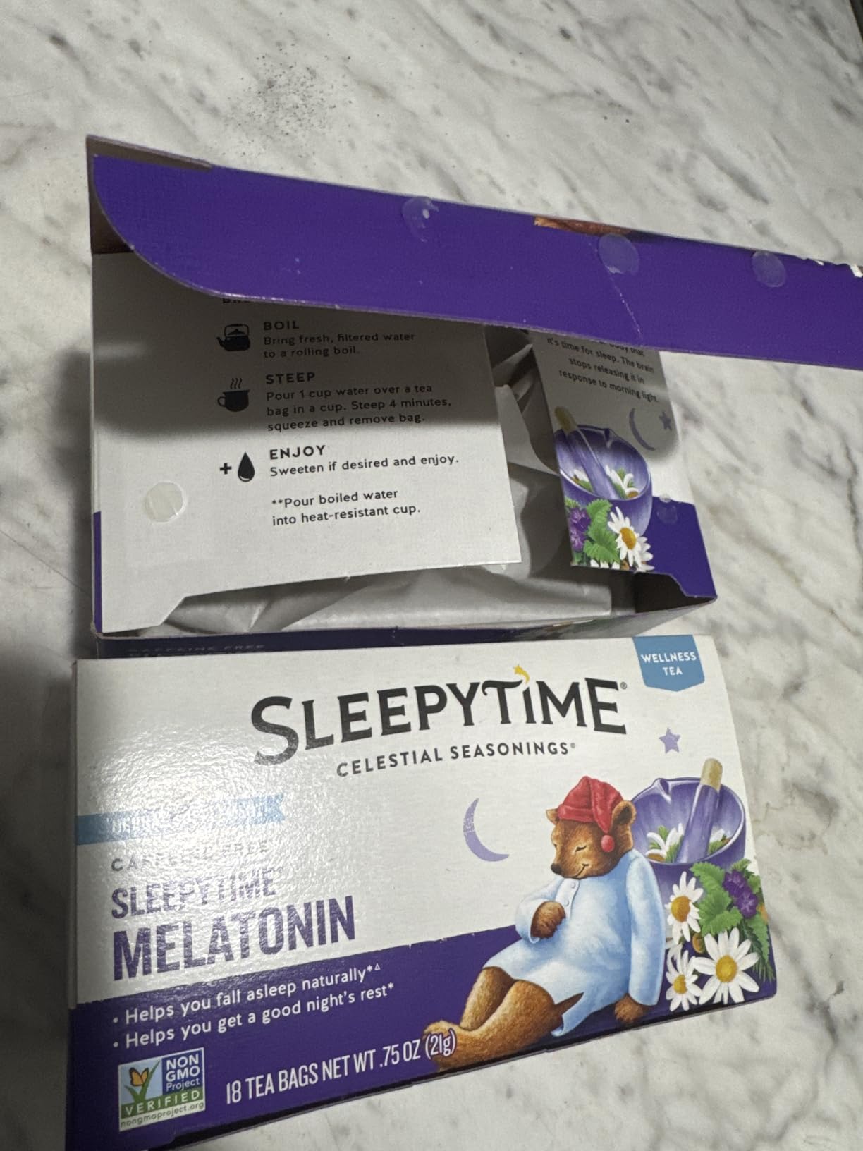 Celestial Seasonings Sleepytime Tea Plus Melatonin, Caffeine Free, Celestial Seasonings Herbal Tea, 18 Bag Box customer photo 1