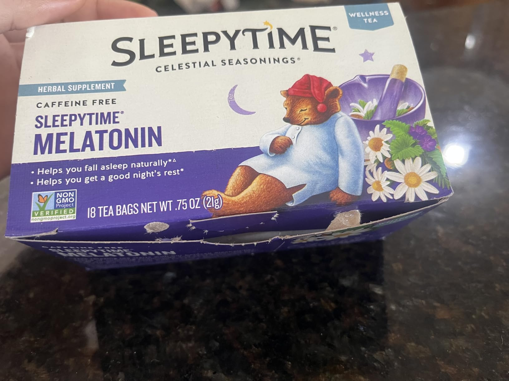 Celestial Seasonings Sleepytime Tea Plus Melatonin, Caffeine Free, Celestial Seasonings Herbal Tea, 18 Bag Box customer photo 2