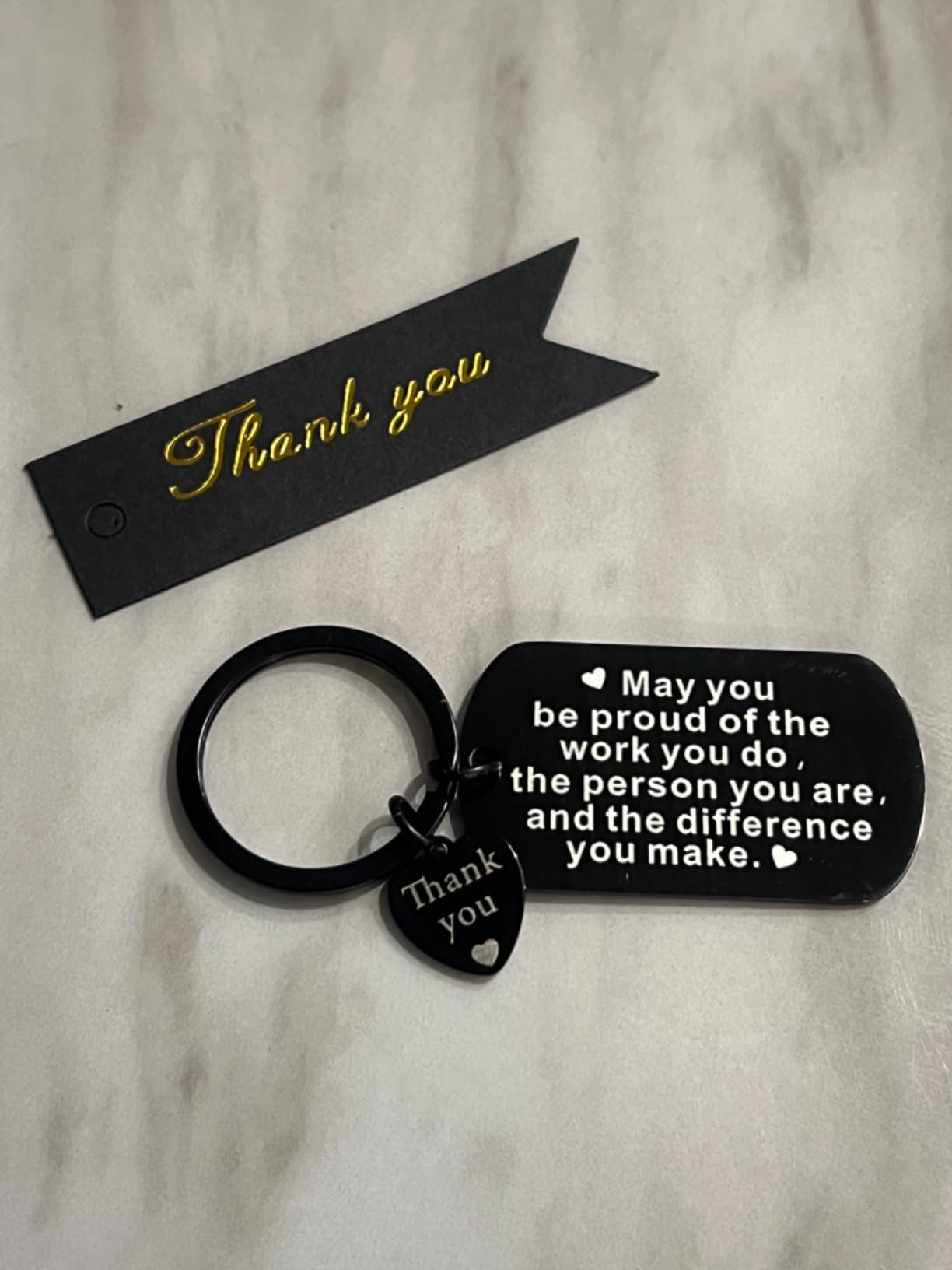 Yinkin 72 Pcs Thank You Keychains Bulk Employee Appreciation Gifts, Black customer photo 1