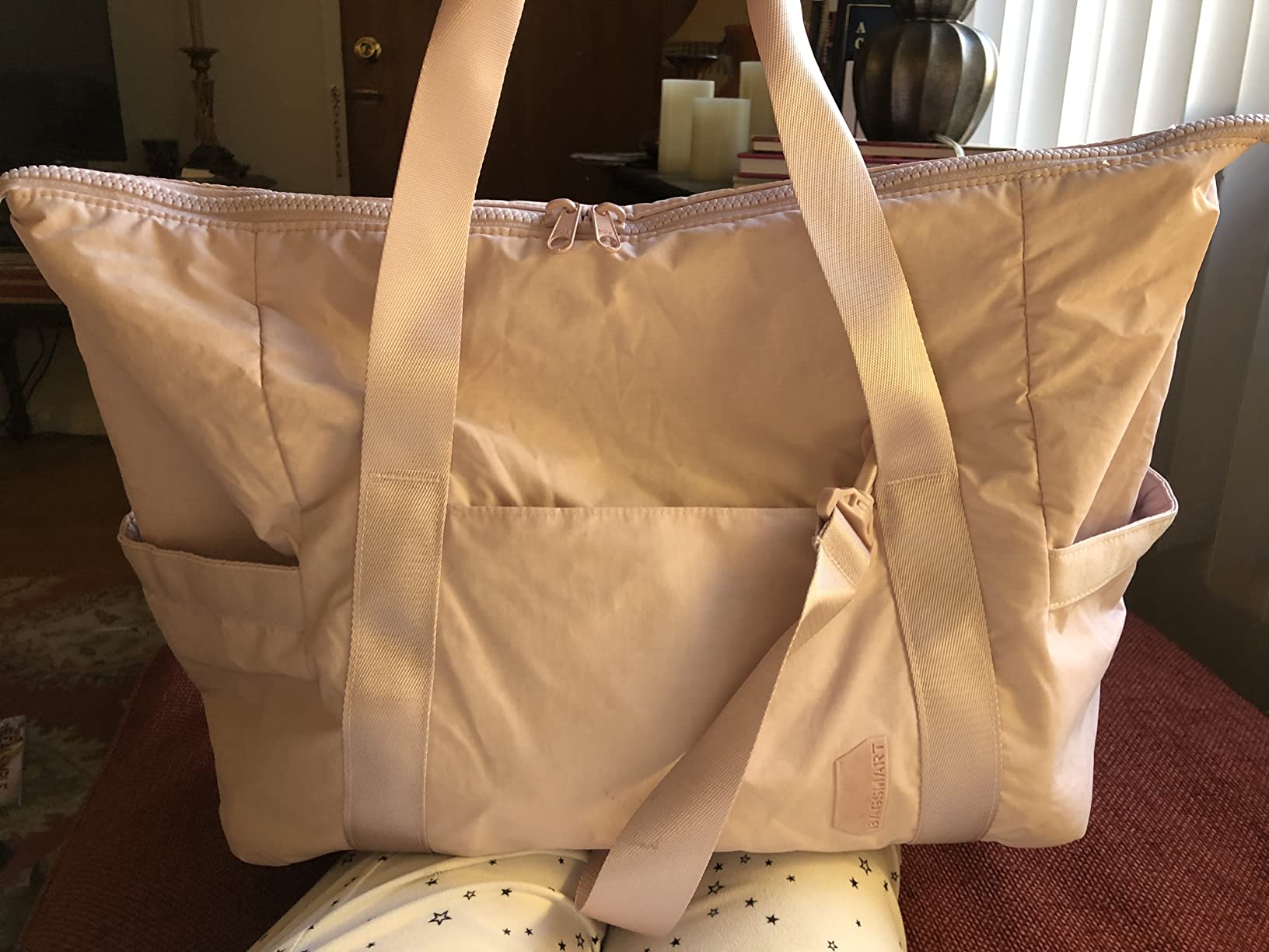 Weekender Bags for Women, BAGSMART Travel Duffel Bags with Shoe Compartment,Personal Item Travel Bag for Airlines, Carry on Overnight Tote Bag with Toiletry Bag(Beige,2pcs) customer photo 2