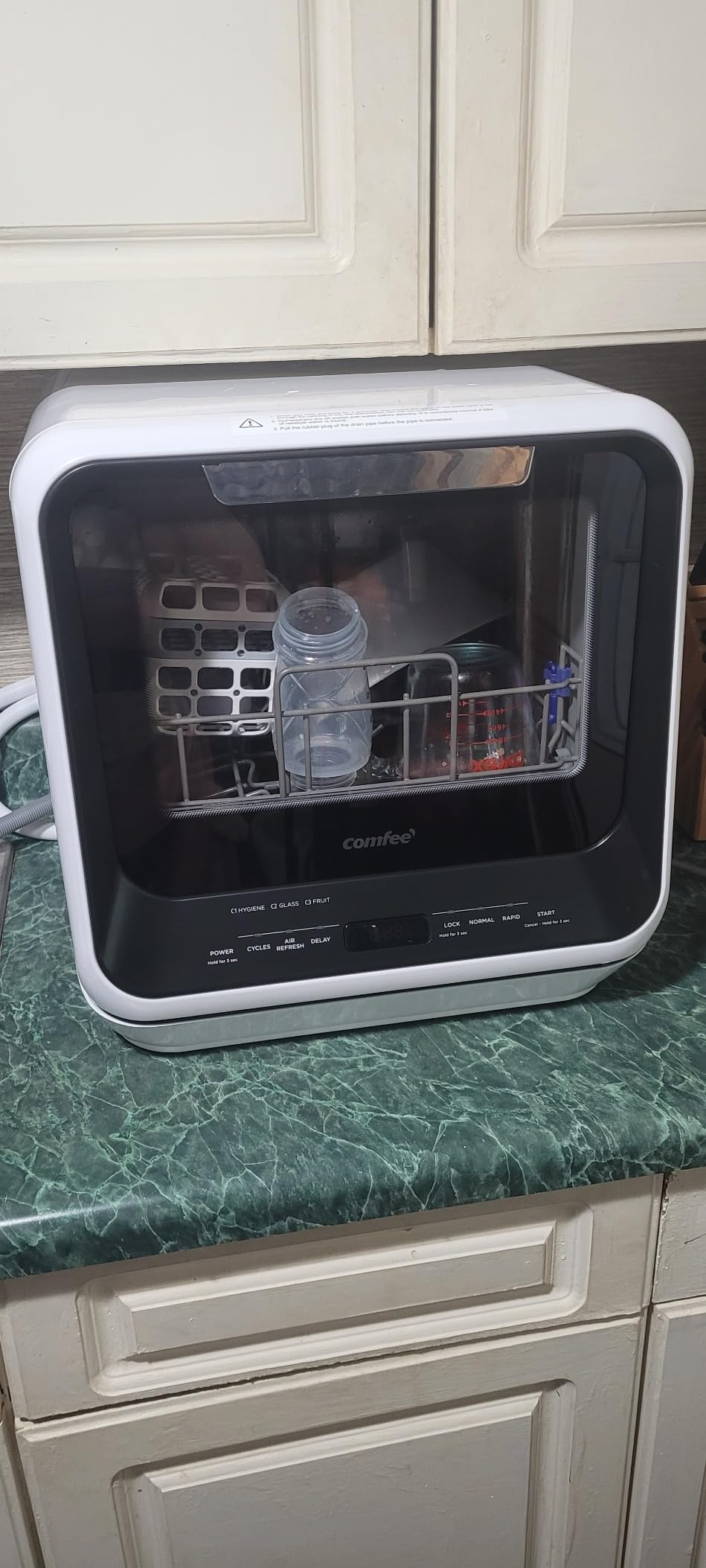 COMFEE' Portable Dishwasher Countertop with 5L Built-in Water Tank, No Hookup Needed, 6 Programs, 360° Dual Spray, 192℉ High-Temp& Air-Dry Function, Mini Dishwasher for RVs, White customer photo 2
