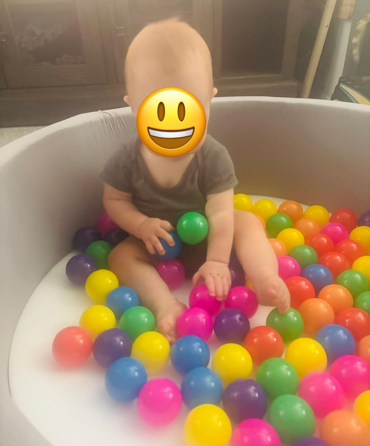 Wilwolfer Foam Ball Pit, Ball Pit for Toddlers, Gray, 100 Rainbow Balls customer photo 1