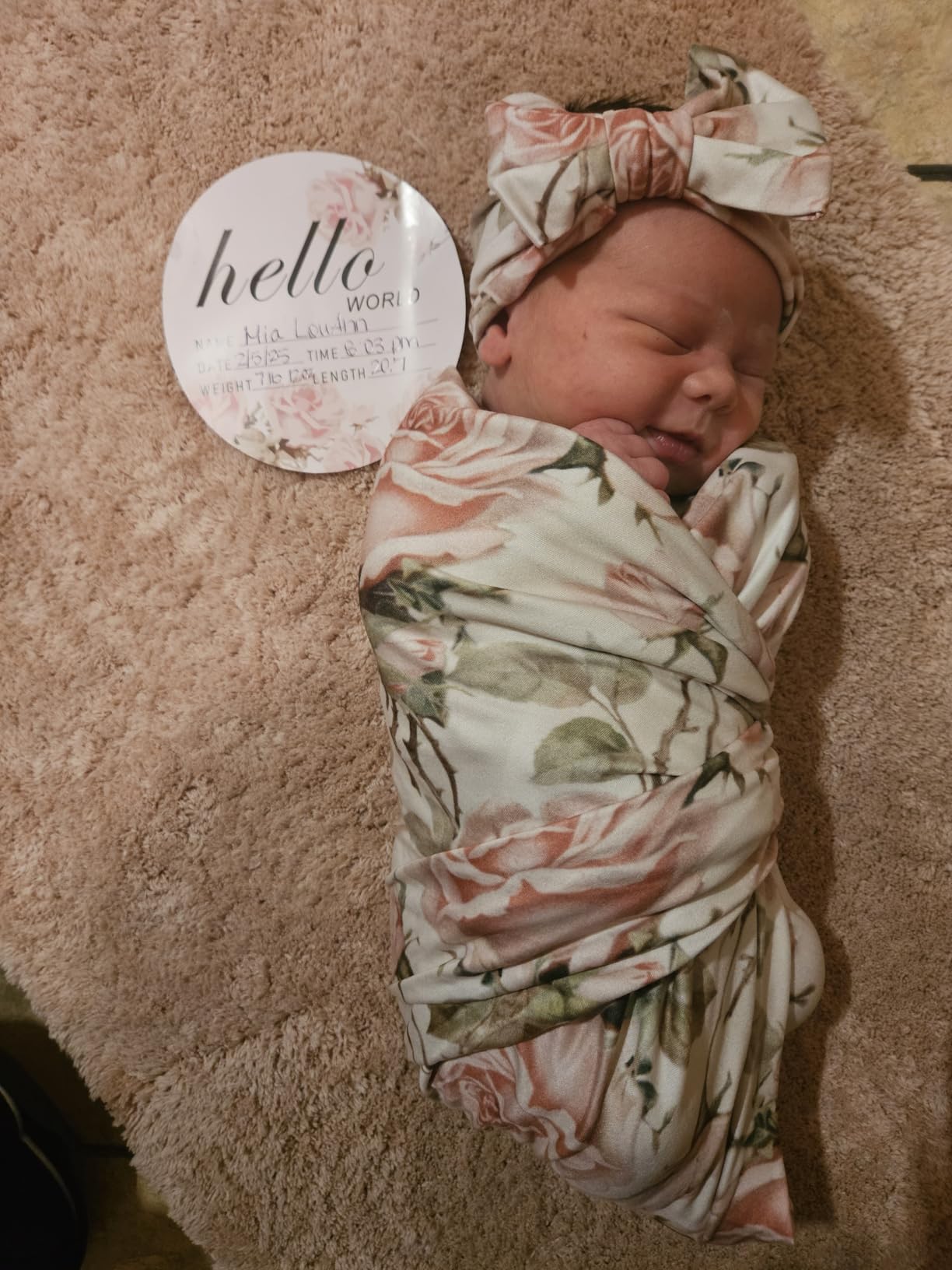 Galabloomer Newborn Receiving Blanket Headband Set Baby Flower Swaddle customer photo 2