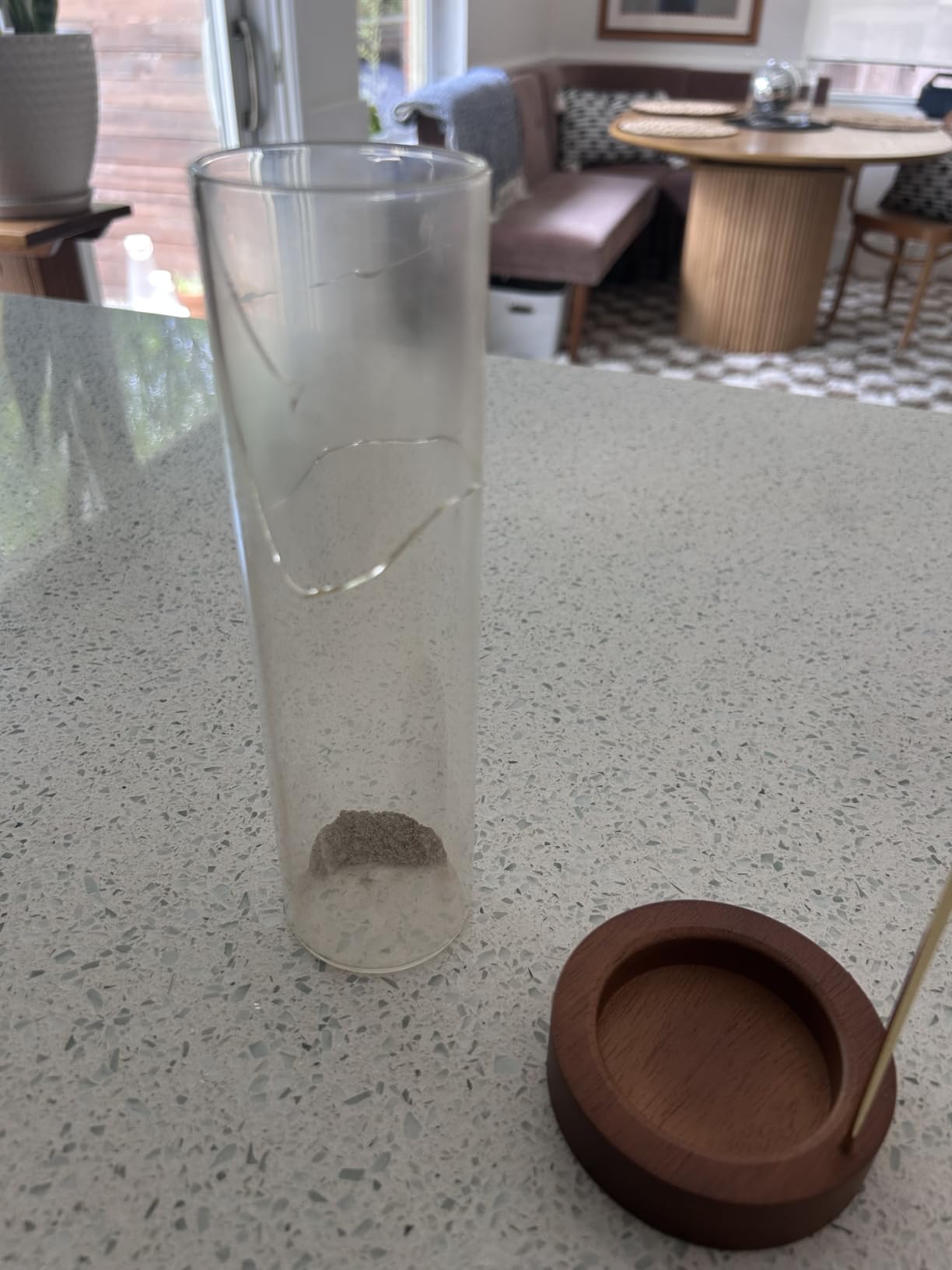 Incense Holder for Sticks, Anti-Ash Flying Incense Burner with 30 Incense Sticks, Detachable Glass Ash Catcher (Wood, Brown) customer photo 1