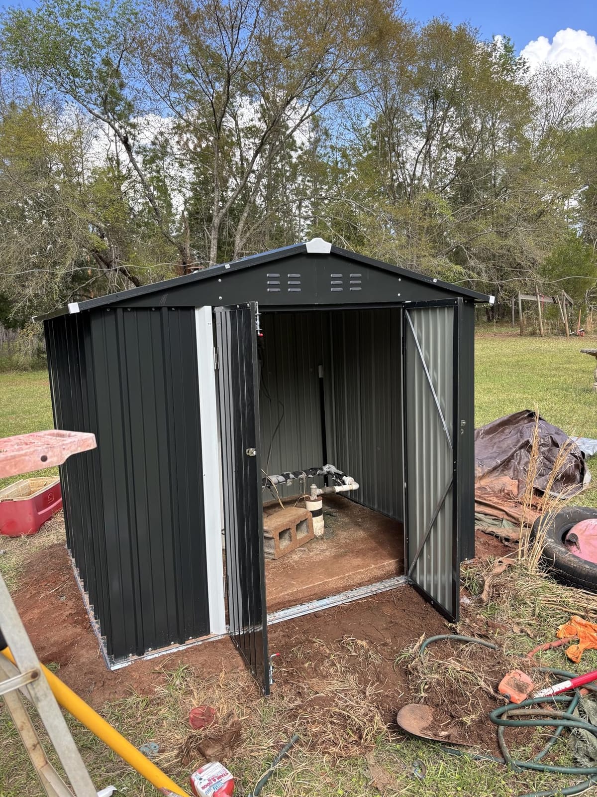Gizoon 8x6 FT Outdoor Storage Shed, Corrosion Metal Garden Shed, Dark Grey customer photo 1