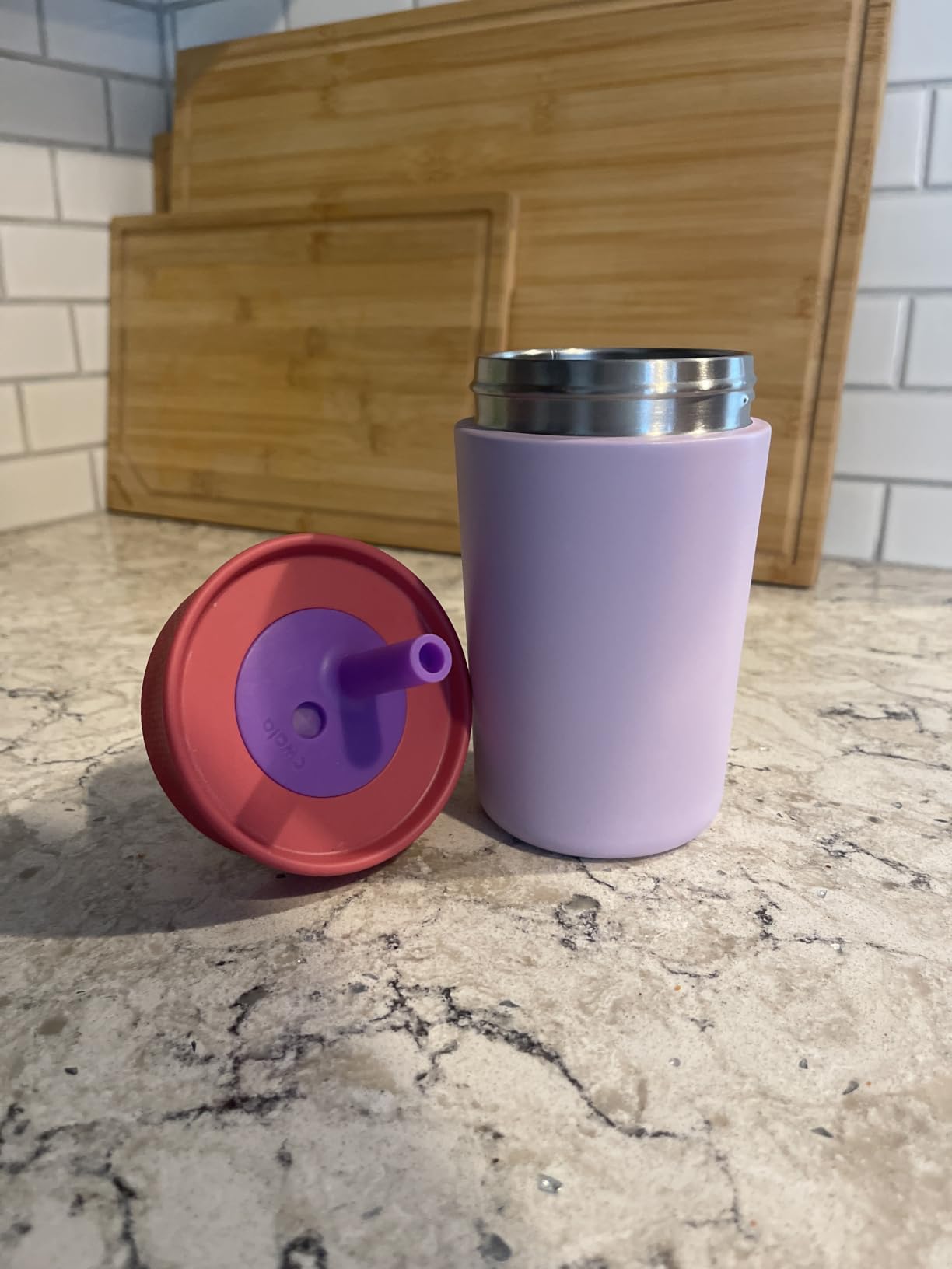 Owala Tumbler Kids Stainless Steel Water Bottle 12 oz Lilac Rocket customer photo 2