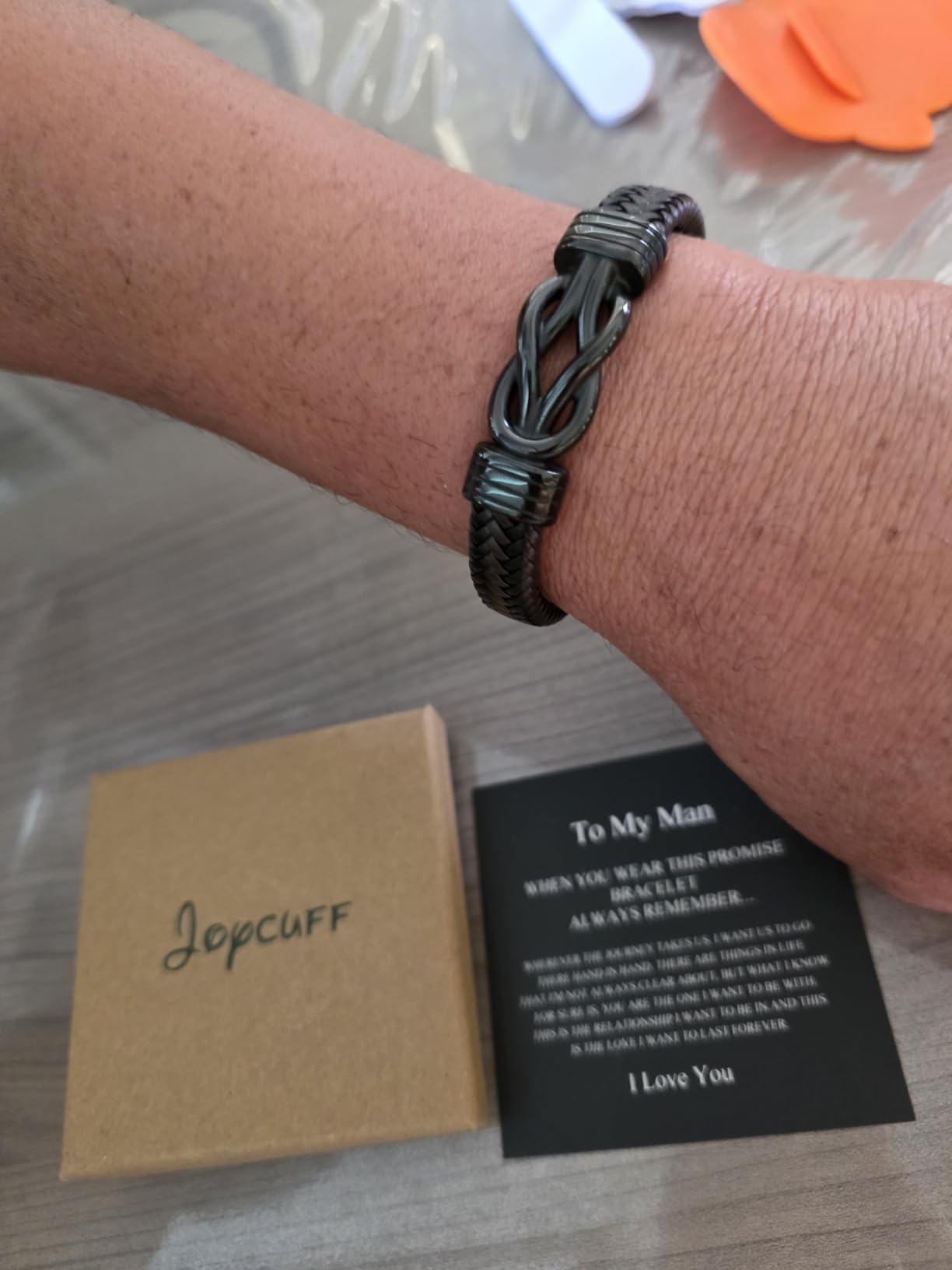 Knot Bracelet Gifts for Men, Leather Stainless Steel Knot Mens Bracelet customer photo 1