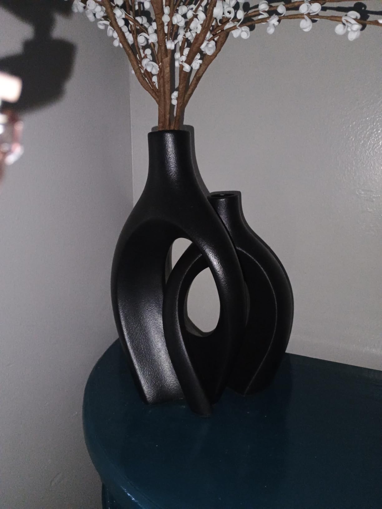 Lvases Snuggle Hollow Ceramic Vase Set of 2, Boho Tabletop Home Decor Vases customer photo 1