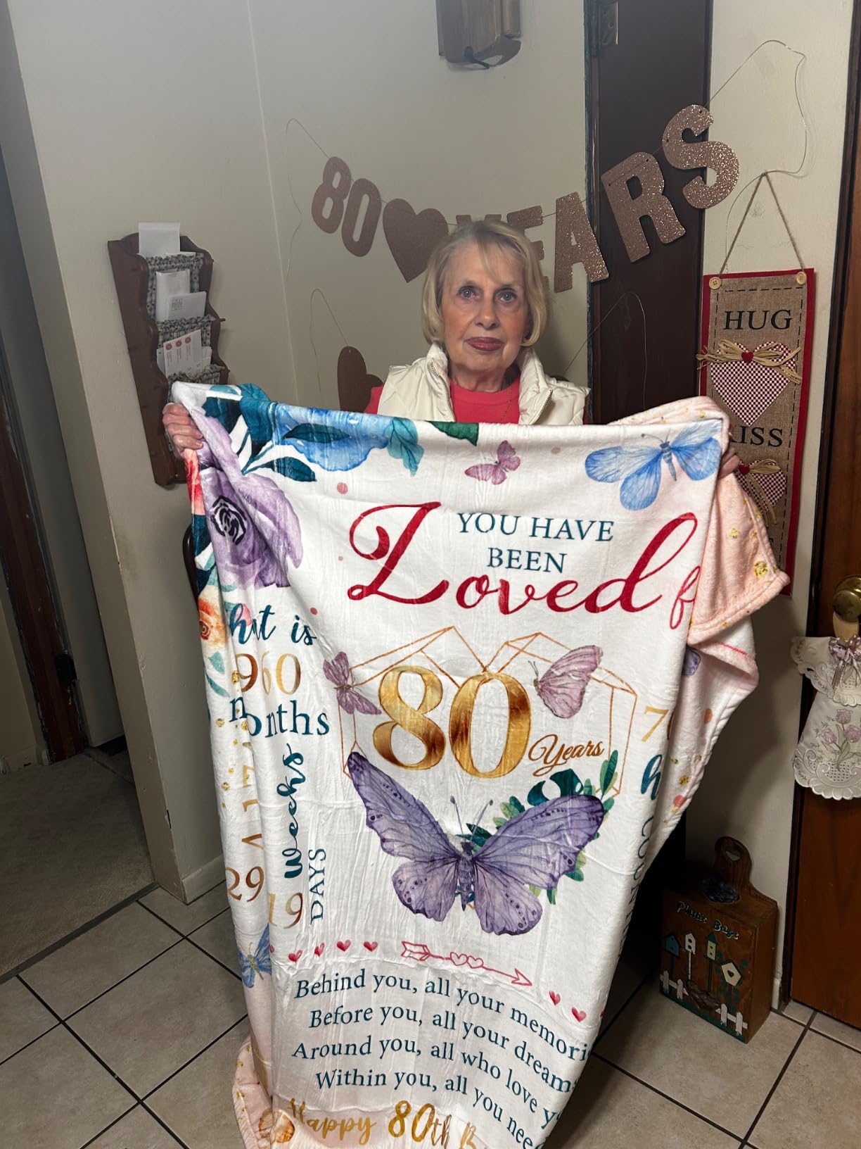 ZWERIVP 80th Birthday Gifts for Women, Best Present for 80 Year Old Woman Birthday, 1946 Present for Women Mom, Happy 80yr Bday Gifts Ideas, 80th Woman Bday Decorations Throw Blanket 50