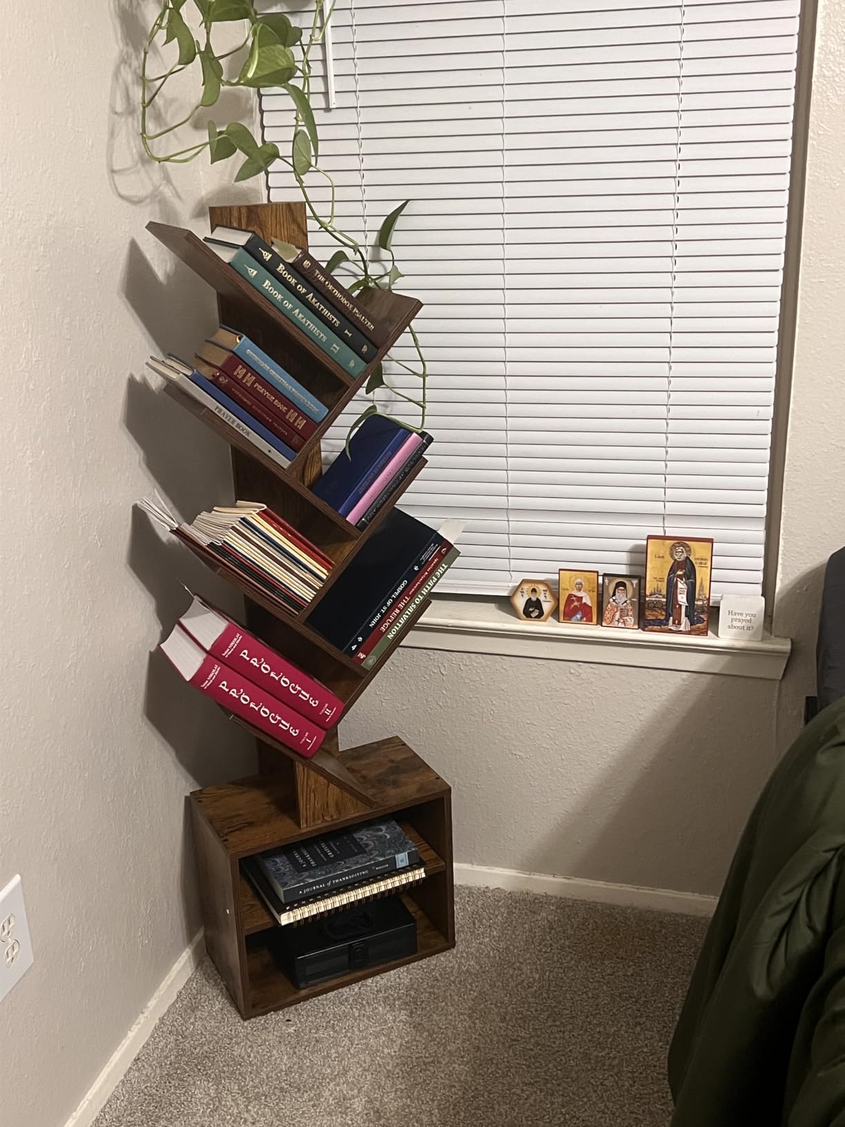 SUNMORY 6 Tier Tree Bookshelf, Tall Small Bookcase with Storage Cabinet customer photo 2