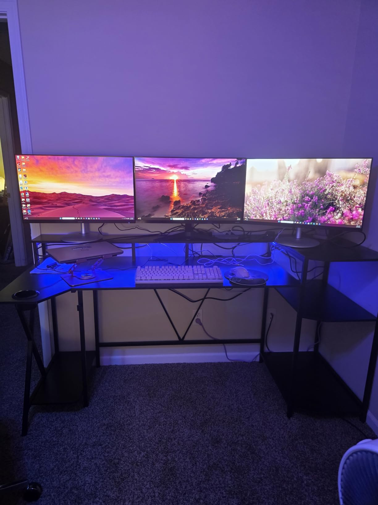 SEDETA Gaming Desk 70.8'' with LED Lights, Storage Shelves,Power Outlets customer photo 2
