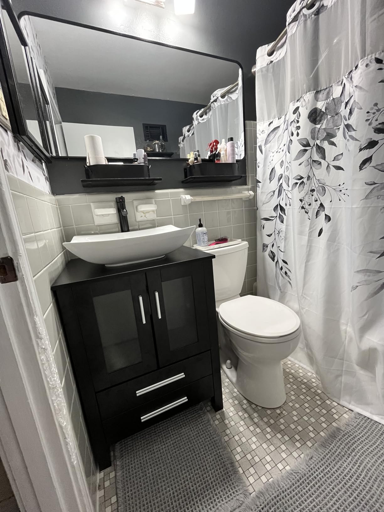 eclife 24” Modern Bathroom Vanity Cabinet with Vessel Sink Combo, Black customer photo 1