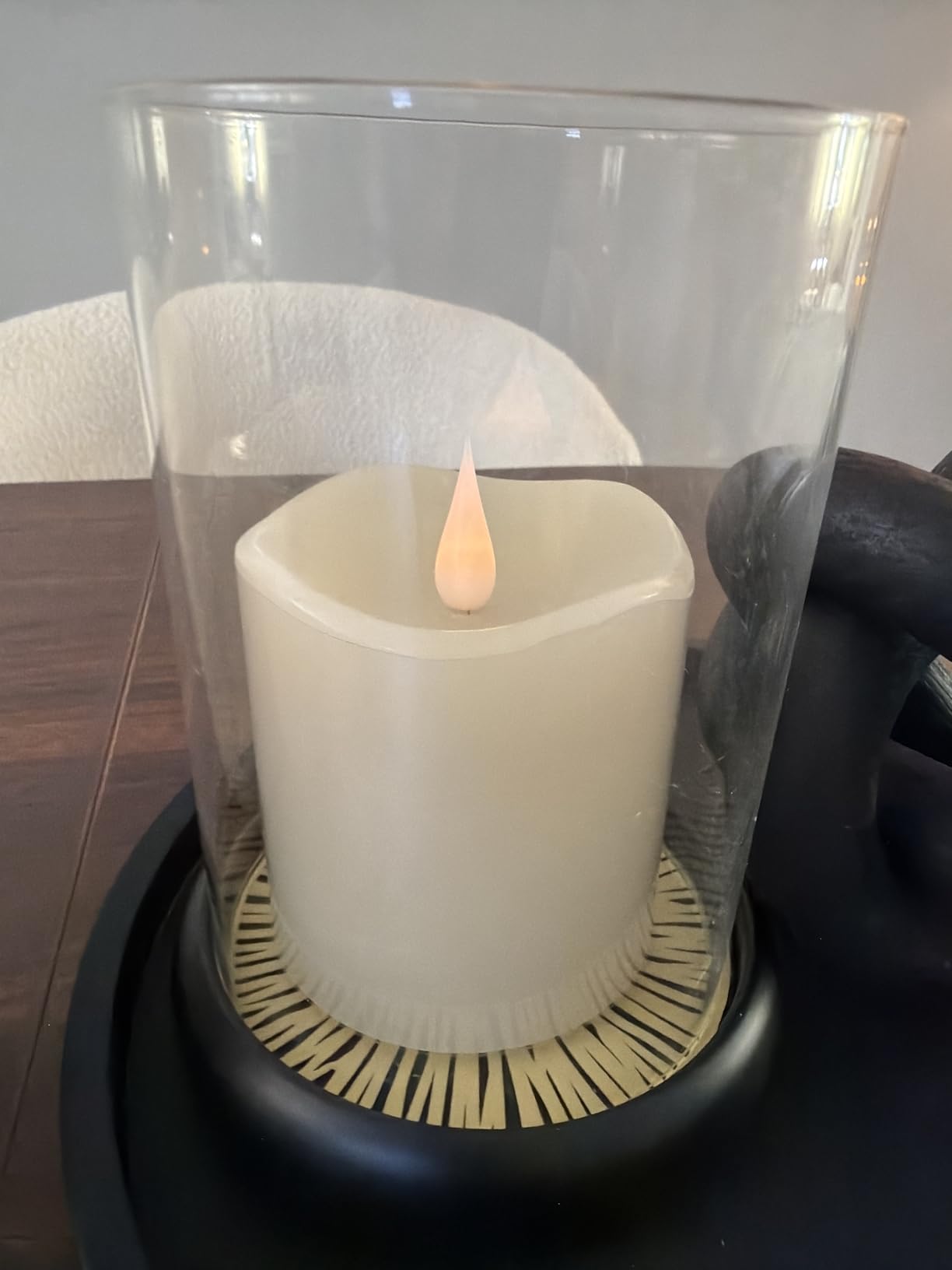 Sziqiqi Black Hurricane Candle Holder, Pillar Candle Holder with Glass customer photo 2