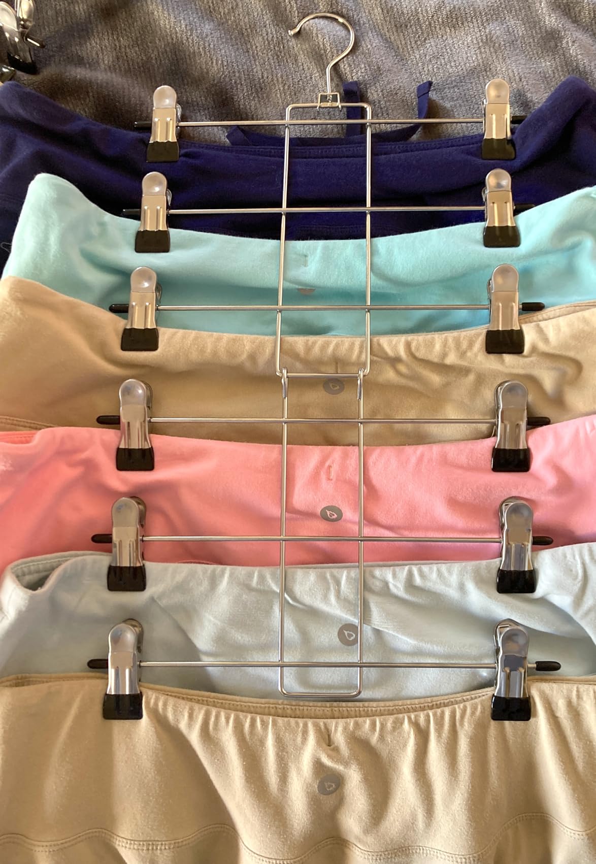 Pants Hangers with Clips,Space Saving Hanging Closet Organizer-6 Tiers Skirt Hangers with 360° Swivel Hook,Closet Organizer-Clothes Hangers- College Dorm Essentials Apartment Essentials-2 Pack customer photo 2