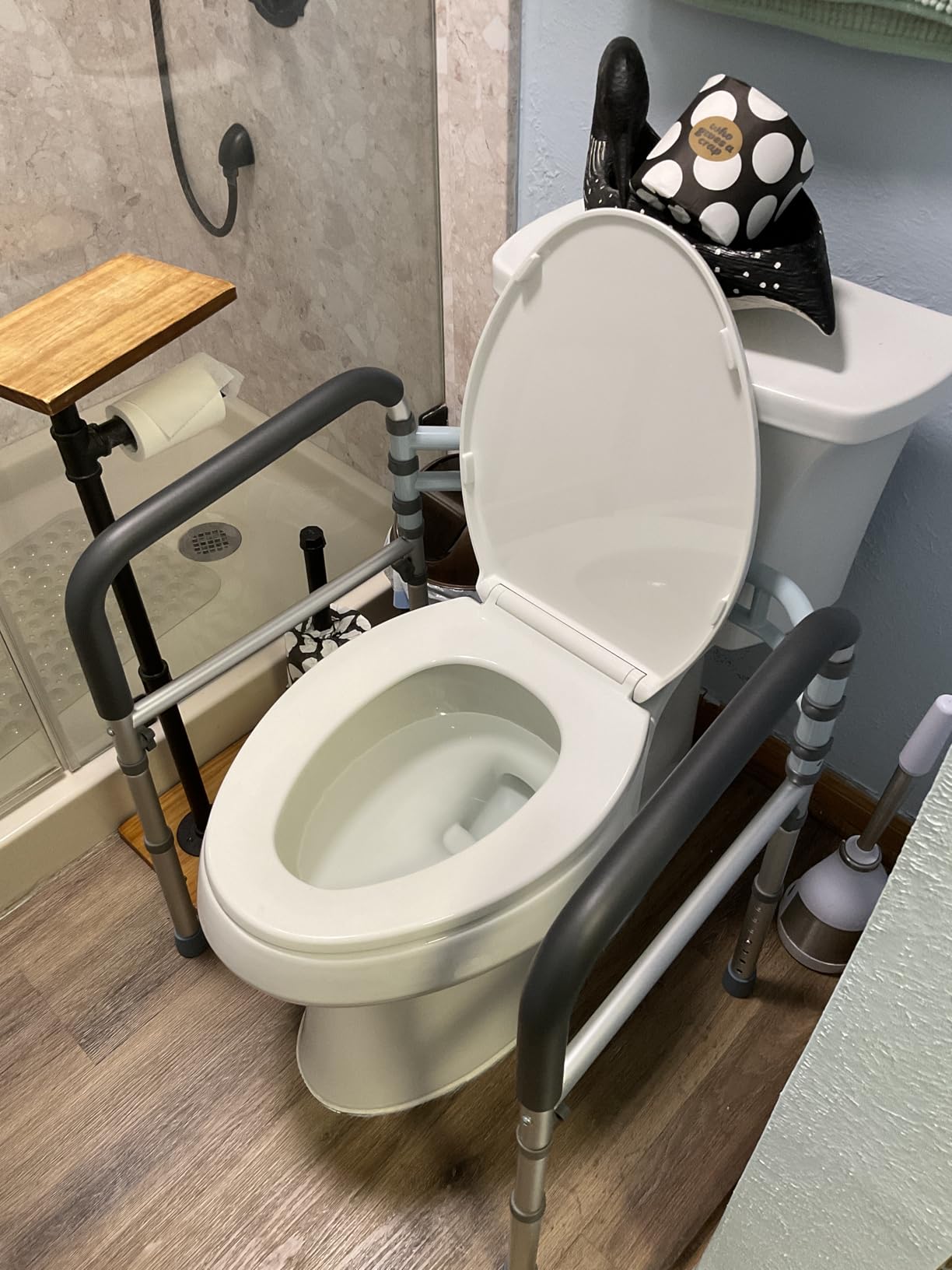 Lianjindun Toilet Safety Rails, 350 lbs, Adjustable Height & Width | Fits Most Toilets, Foldable Design, 350 Lbs Capacity, Aluminum Toilet Frame, Toilet Handles for Seniors, Disabled, Handicap customer photo 1