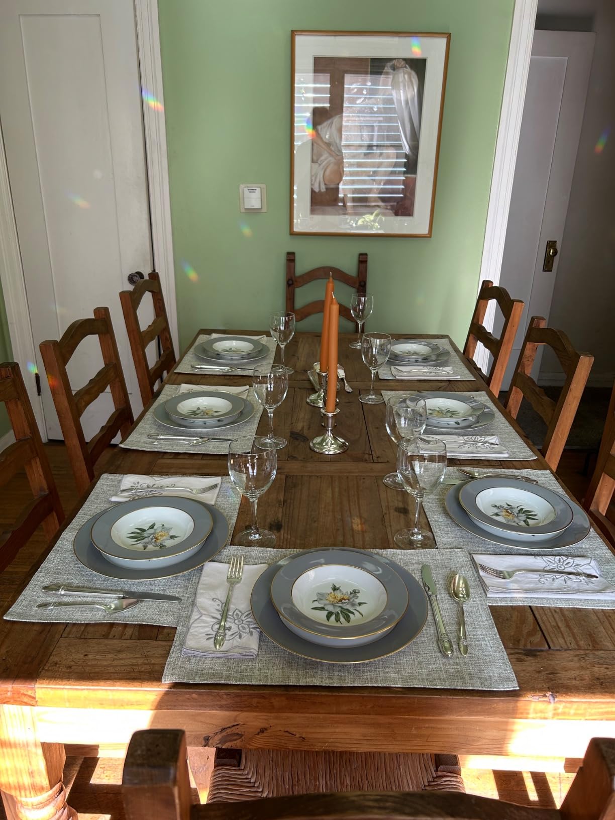 Softalker Faux Linen Cloth Placemats Set of 6-12 x 18 Inch, Light Grey customer photo 1