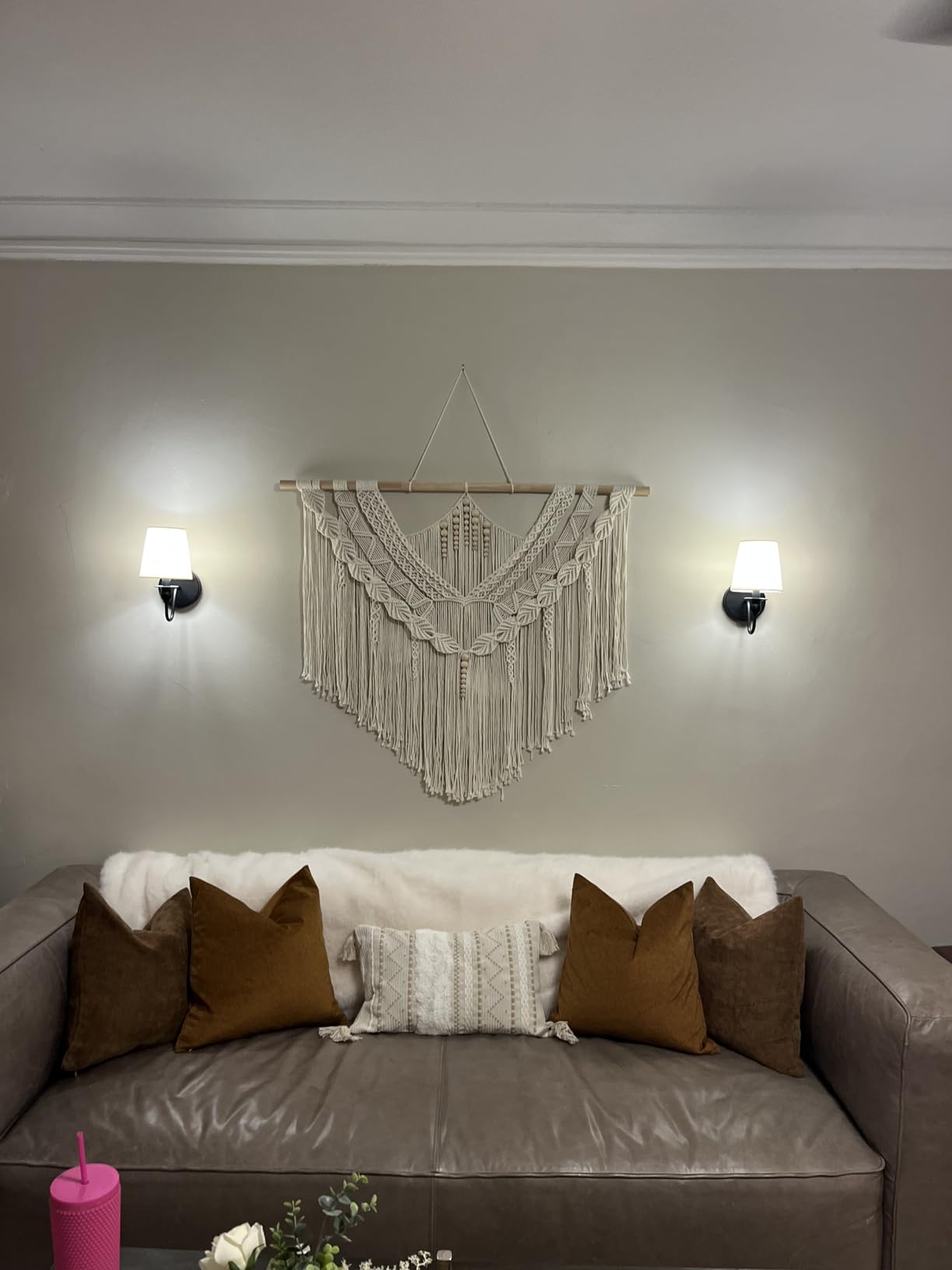 Achart Macrame Wall Hanging Large- Boho Wall Decor- large wall art- Wall Decor Living Room- Macrame Tapestry Boho Decor for Bedroom (Wooden Bead) customer photo 2