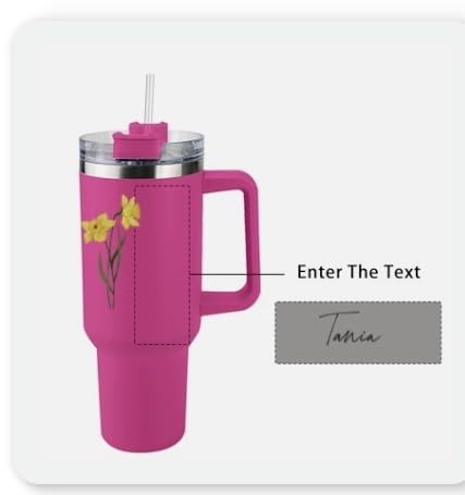 Elemtansy Personalized 40 Oz Tumbler with Handle and Straw, Custom Cup with Name & Birth Flower, Stainless Steel Travel Coffee Tumbler,Personalized Mothers Day Birthday Gifts for Women, Teen Girls customer photo 1