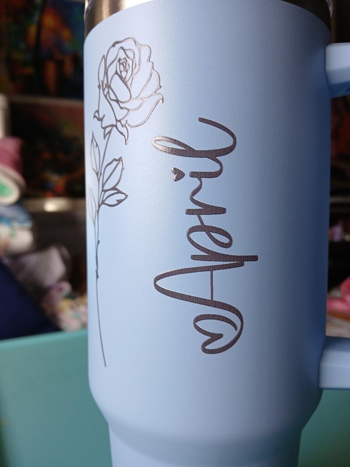 Elemtansy Personalized 40 Oz Tumbler with Handle and Straw, Custom Cup with Name & Birth Flower, Stainless Steel Travel Coffee Tumbler,Personalized Mothers Day Birthday Gifts for Women, Teen Girls customer photo 2