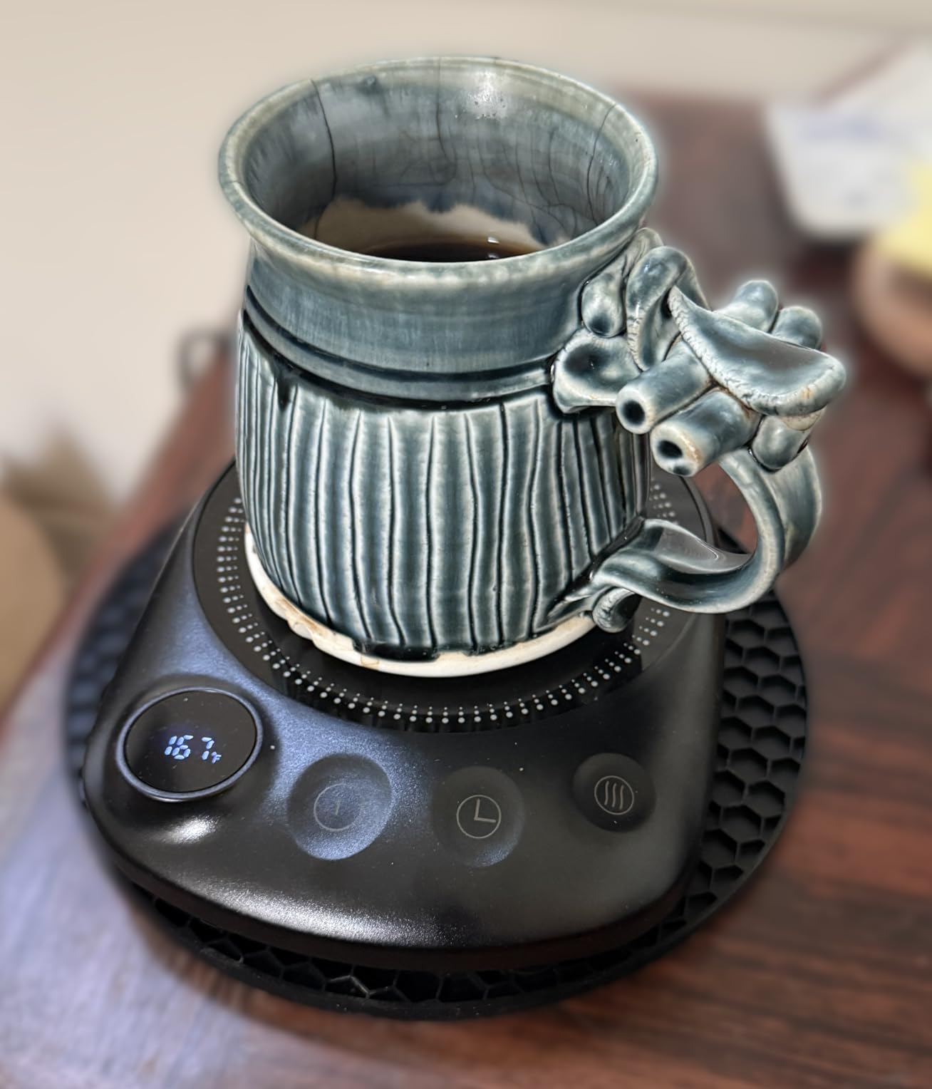 Coffee Mug Warmer-Fastest Heating & Highest Temperature, Coffee Cup Warmer for Desk Auto Shut Off, 4 Temp Settings & 1-12H Timer, Smart Electric Mug & Candle Warmer for Coffee, Tea (Black) customer photo 2
