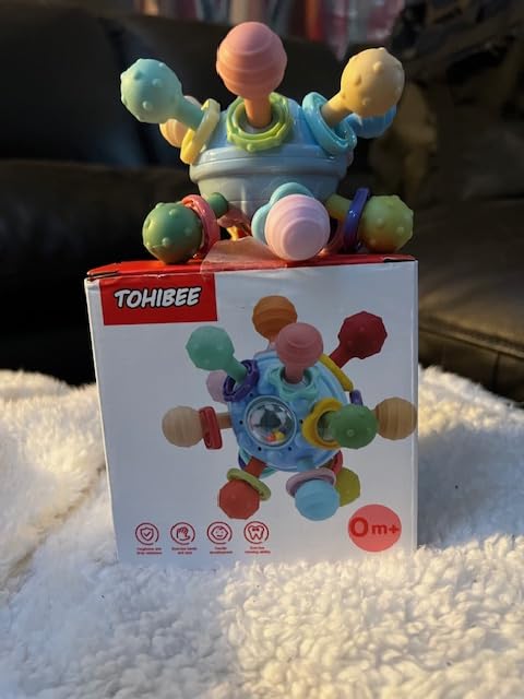Baby Montessori Sensory Teething Toy 0-6 6-12 Months, Teether Ball & Rattle customer photo 1