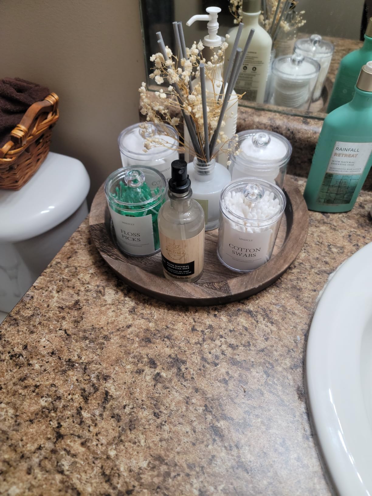 Hanobe Round Wooden Candle Holder Trays for Coffee Table, Distressed Finish customer photo 1