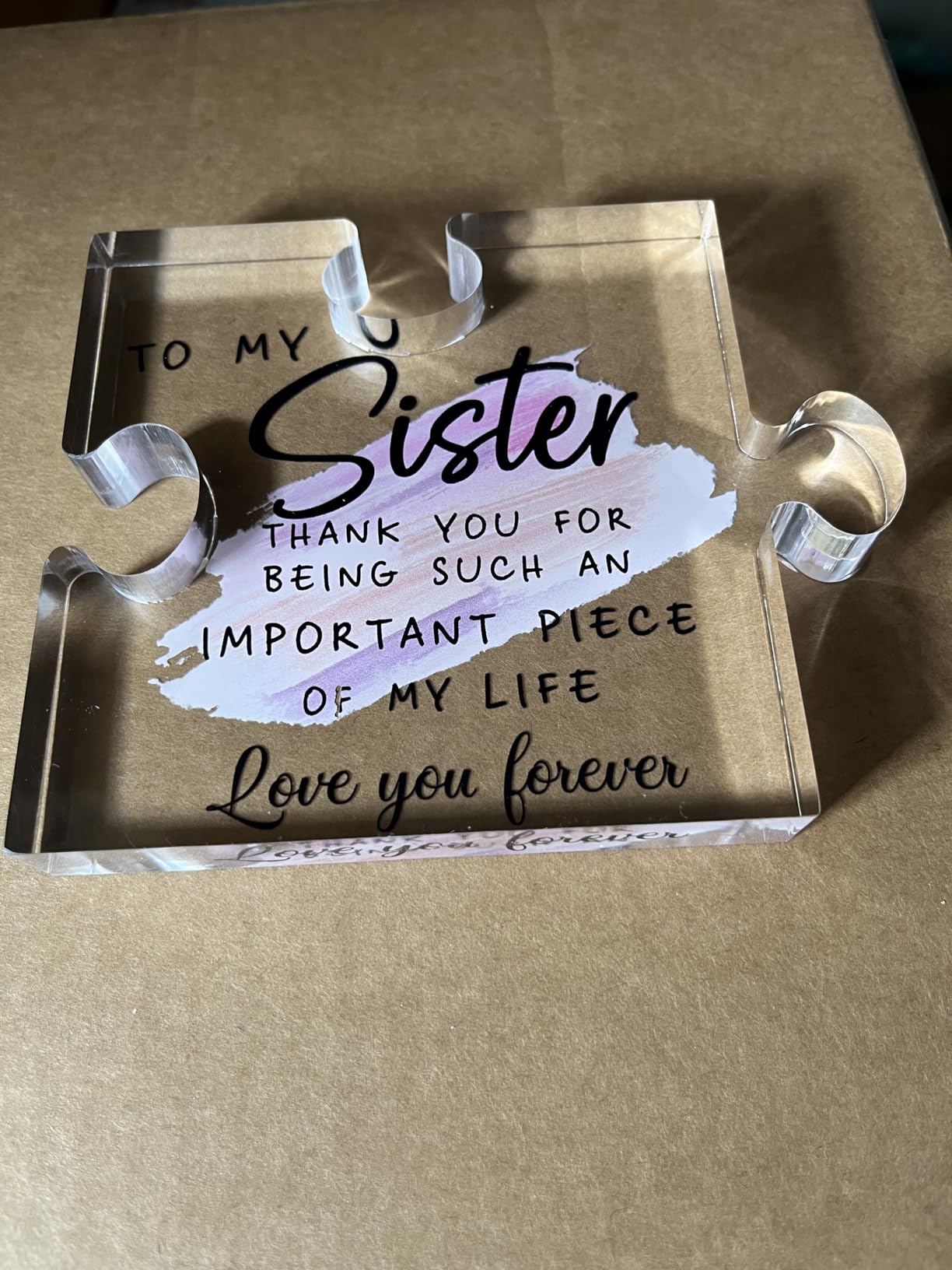 LukieJac Sister Gifts from Sister - Unique Sister Birthday Acrylic Puzzle-Shaped Plaque Desk Decorations Present for Big Sister Mothers Day Christmas Wedding from Sister Brother customer photo 1