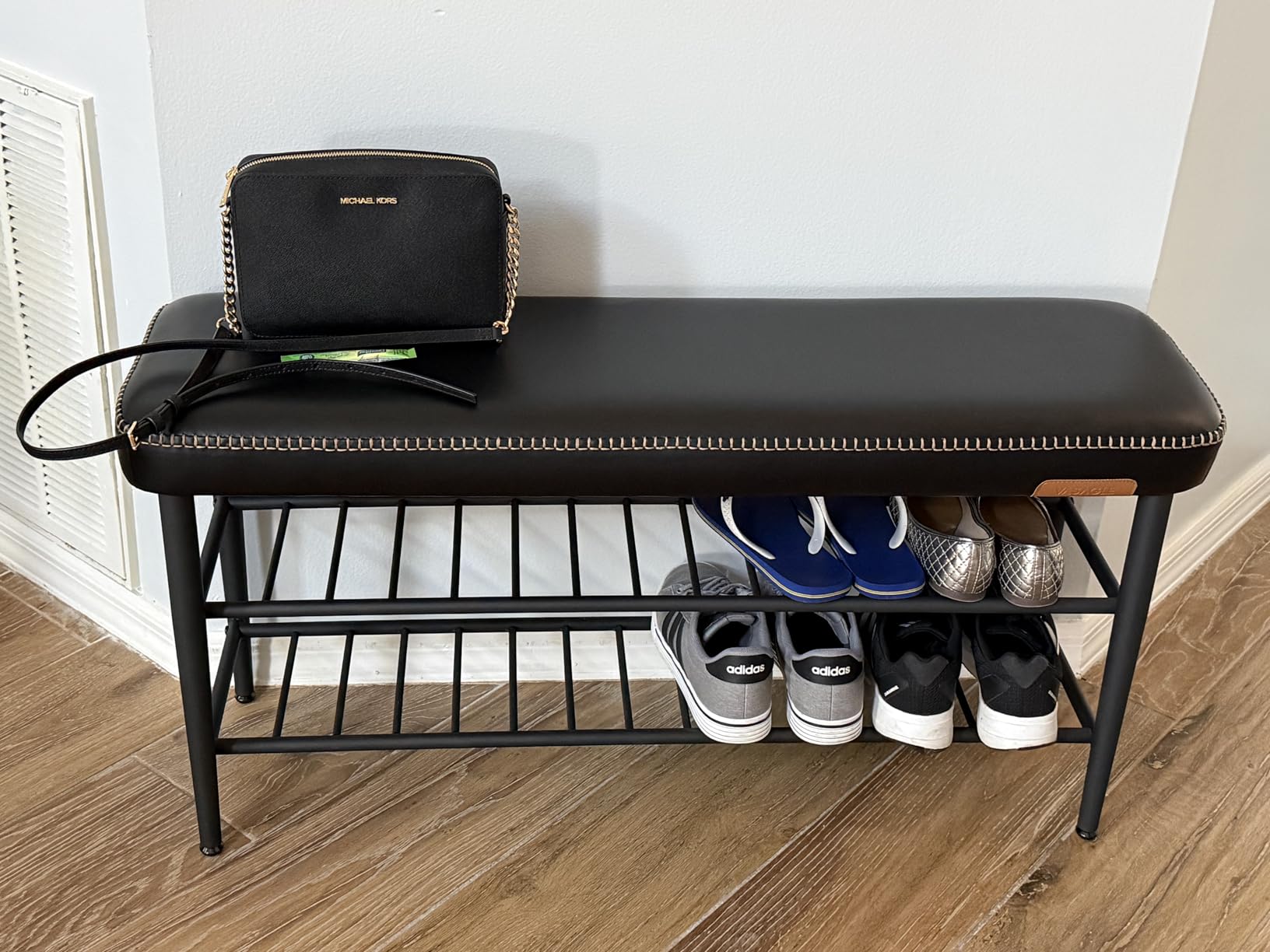 VASAGLE Shoe Bench, Synthetic Leather with Stitching, Loads 300 lb customer photo 1