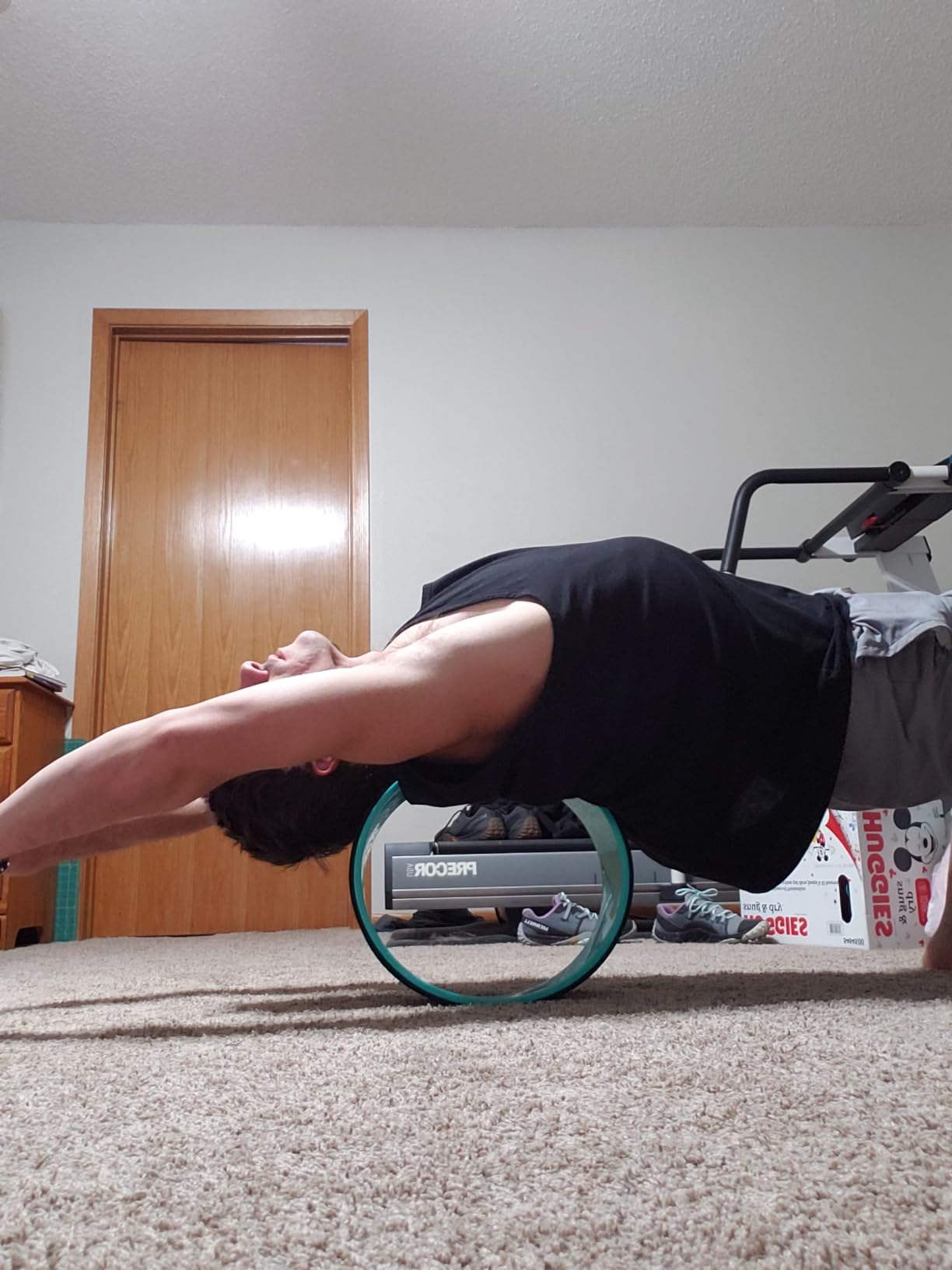 Yoga Back Roller - Yoga Wheel for Stretching and Back Pain Relief - Back Stretcher - Foam Roller - Balance Accessory for Stretching - Thick Padding for Comfort - Improve Flexibility customer photo 2