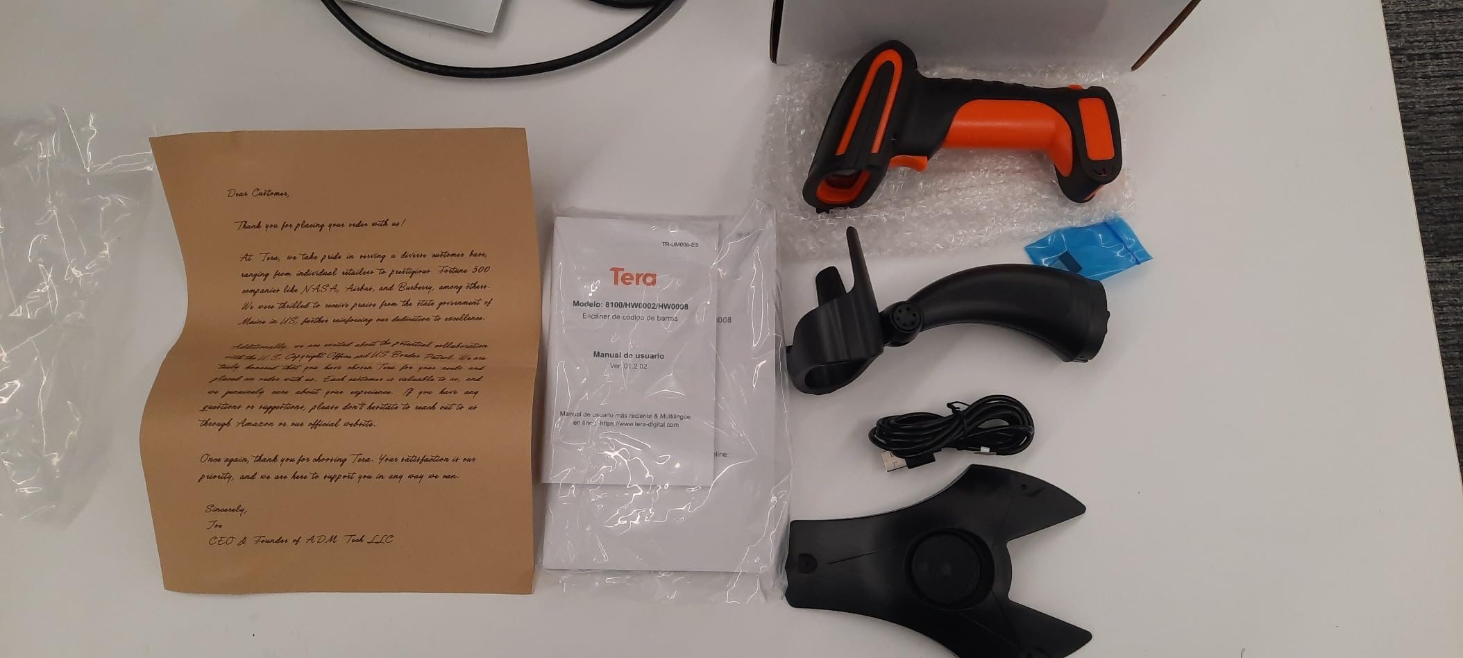 Tera Barcode Scanner Wireless with Stand: Industrial Drop-Resistant Orange customer photo 1