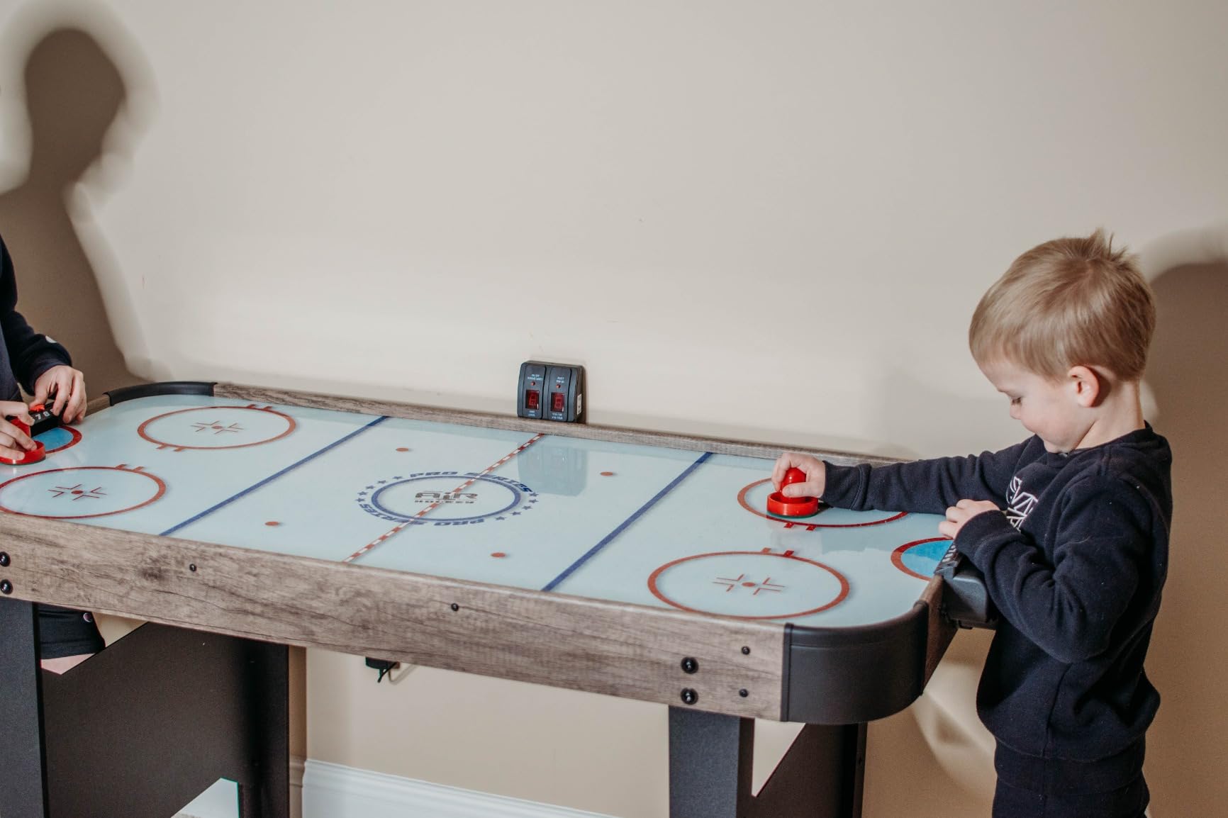 GoSports 48 Inch Air Hockey Arcade Table - Oak or Black - Includes 2 Pushers, 3 Pucks, AC Motor, and LED Scoreboard customer photo 1