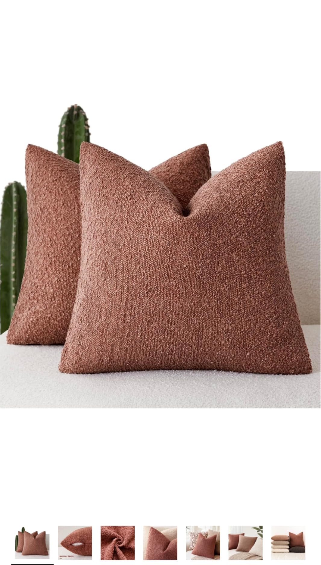 Foindtower Decorative Textured Boucle Throw Pillow Covers 20x20 Inch,Ivory customer photo 1