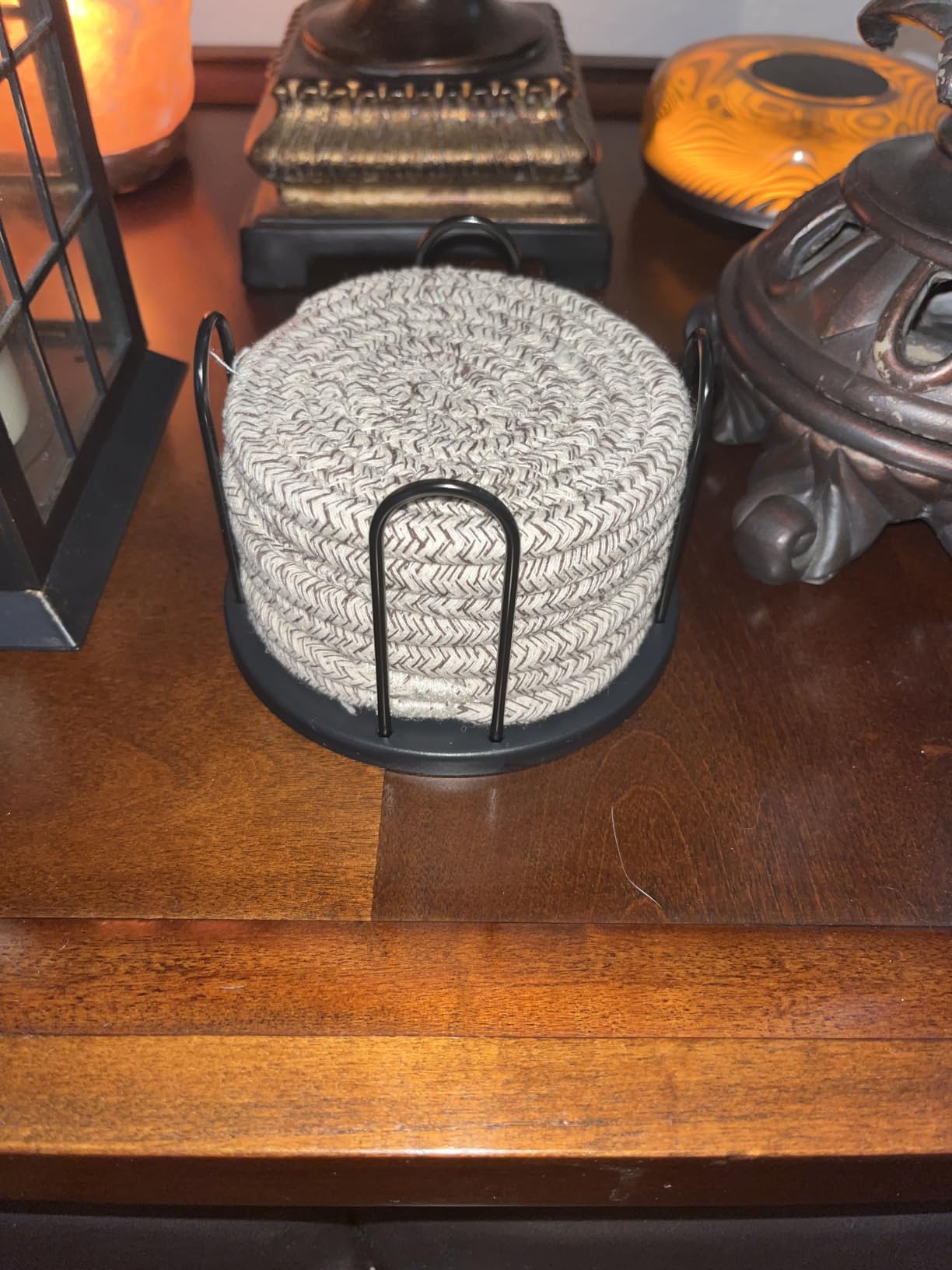 Lazebox Coasters Set of 8 for Drinks, 4 Inch Large Coasters for Coffee Table, Tabletop Protection for Hot & Cold Drinks, Versatile Coasters for Home Decor, Non-Slip & Easy to Clean, Coffee customer photo 2
