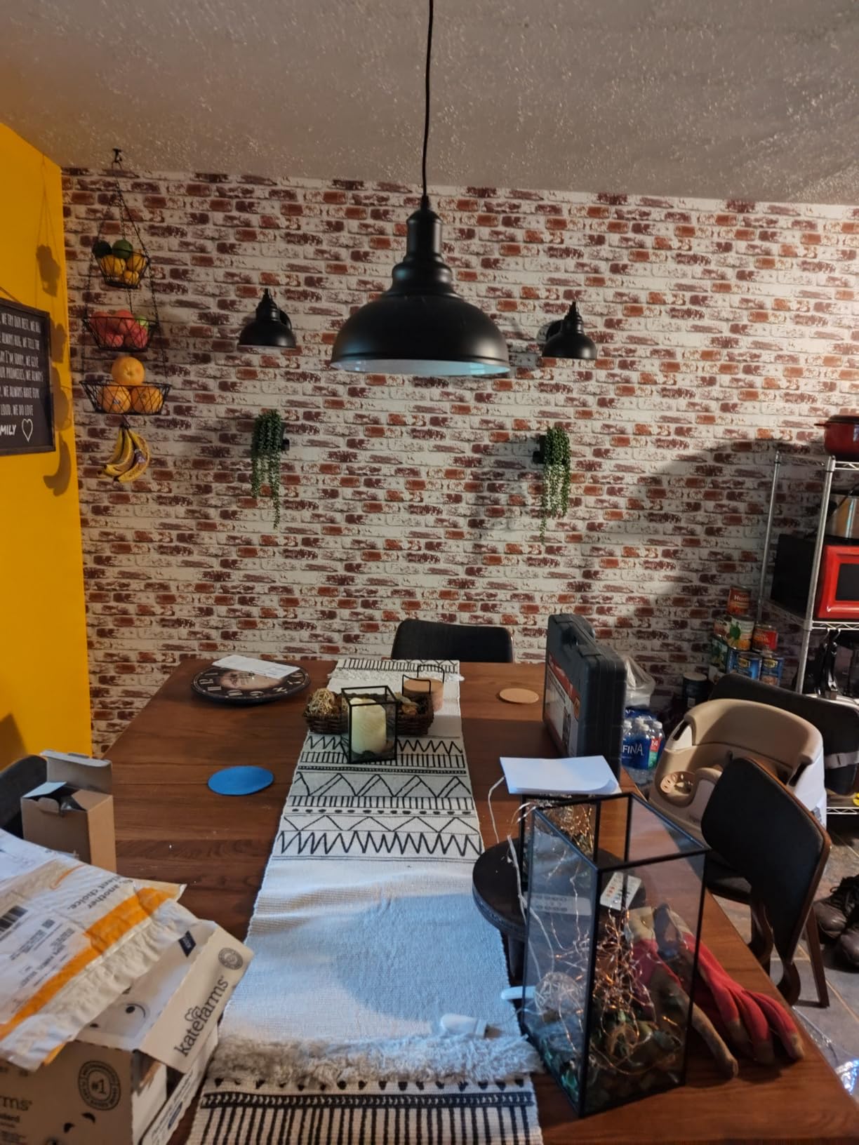 2PCS Matte Black Pendant Lights, Farmhouse Pendant Lamp with Metal Shade (White Inside), Industrial Pendant Lighting for Kitchen Island, Dining Room, Bedroom, Hallway, 316-2 customer photo 2