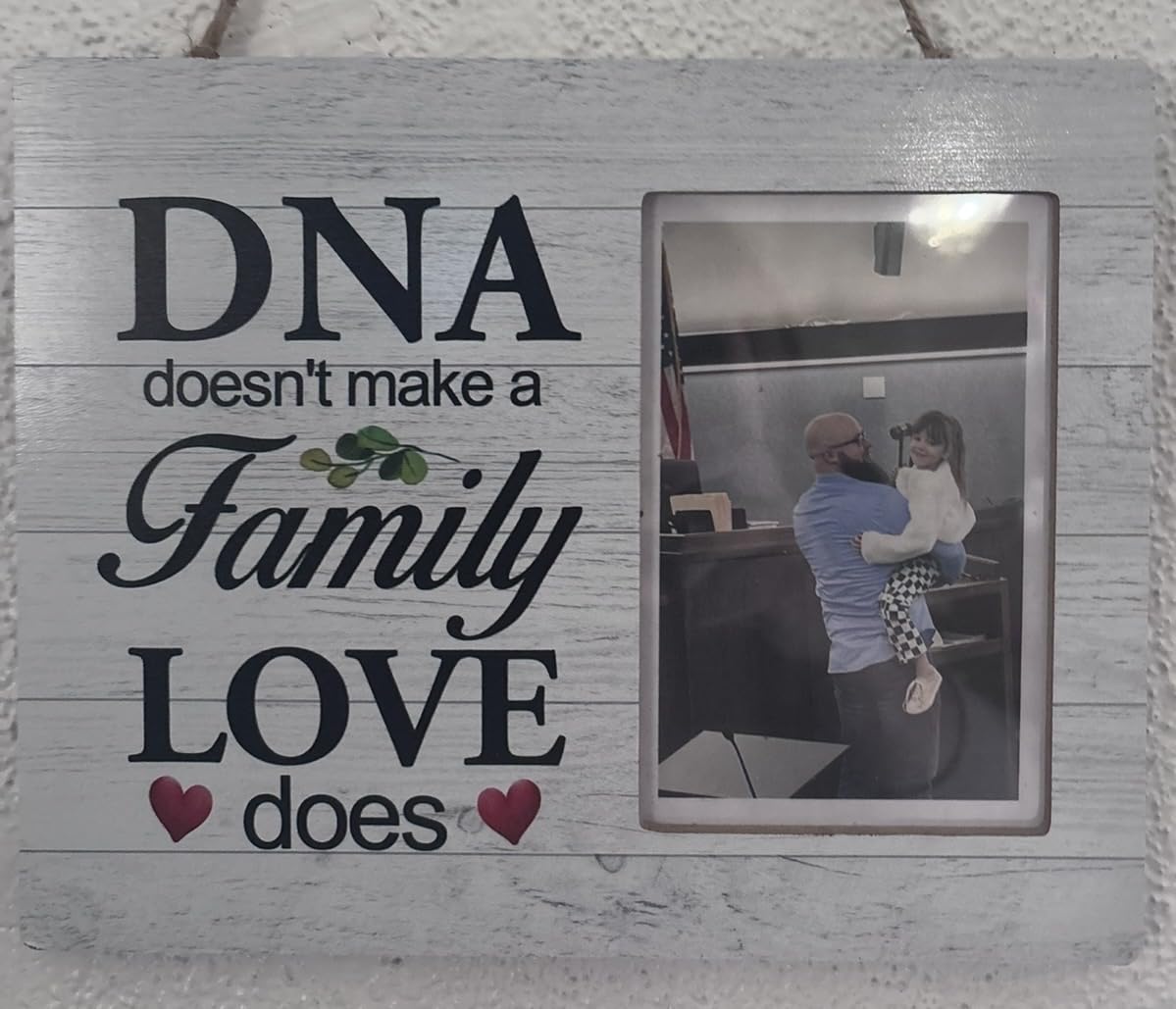 OTINGQD Family Picture Frame,DNA Doesn't Make A Family Love Does Photo Frame,Gift for Dad Mom Son Daughter,Adoption Gifts Z325 customer photo 1