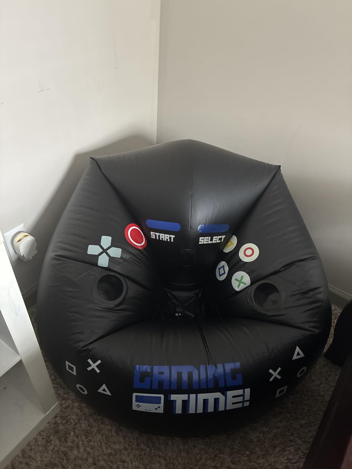 FranFusion Inflatable Gaming Chair for Kids & Teens with Cup Holders and Side Pocket - This Air Bean Bag Game Chair is The Perfect Furniture for Gamer Room Décor (Gaming Time with Ottoman) customer photo 1