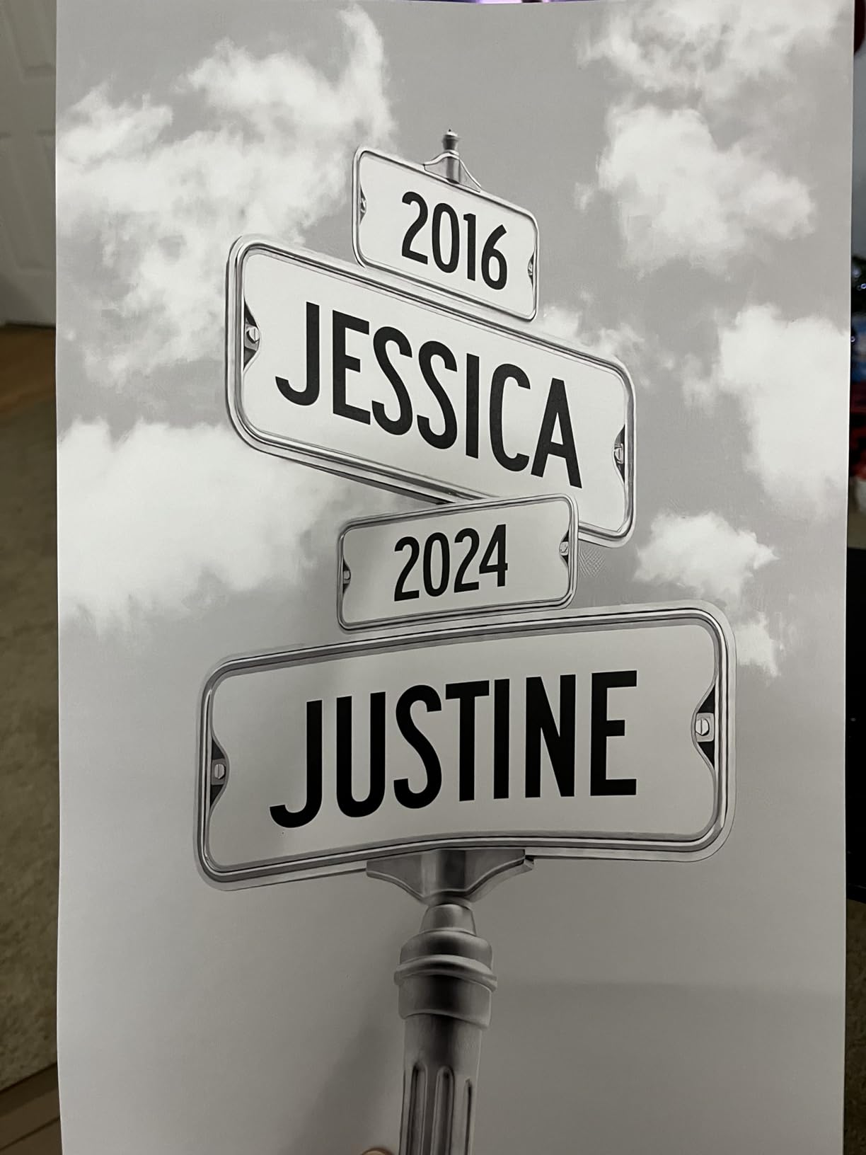 Personalized Crossroads Street Sign Canvas, Custom Couple Name & Date #10 customer photo 1