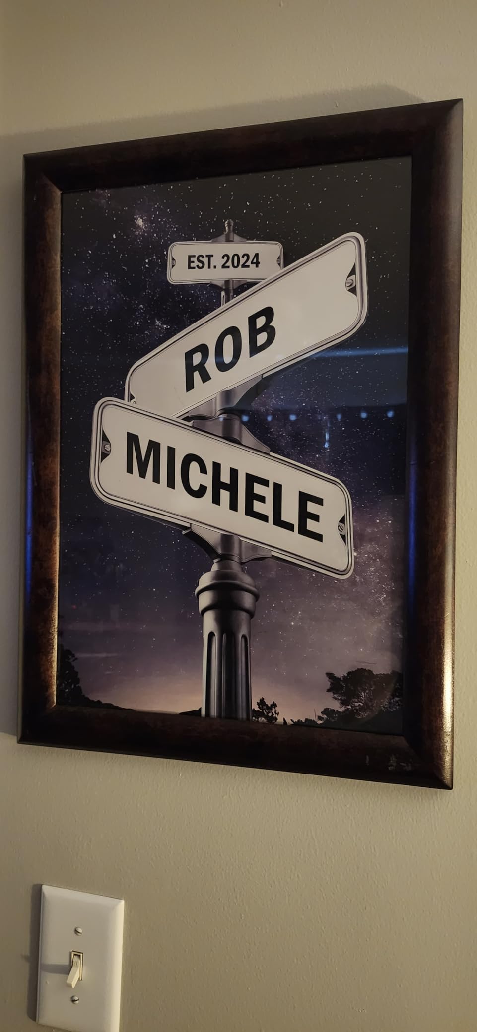 Personalized Crossroads Street Sign Canvas, Custom Couple Name & Date #10 customer photo 2