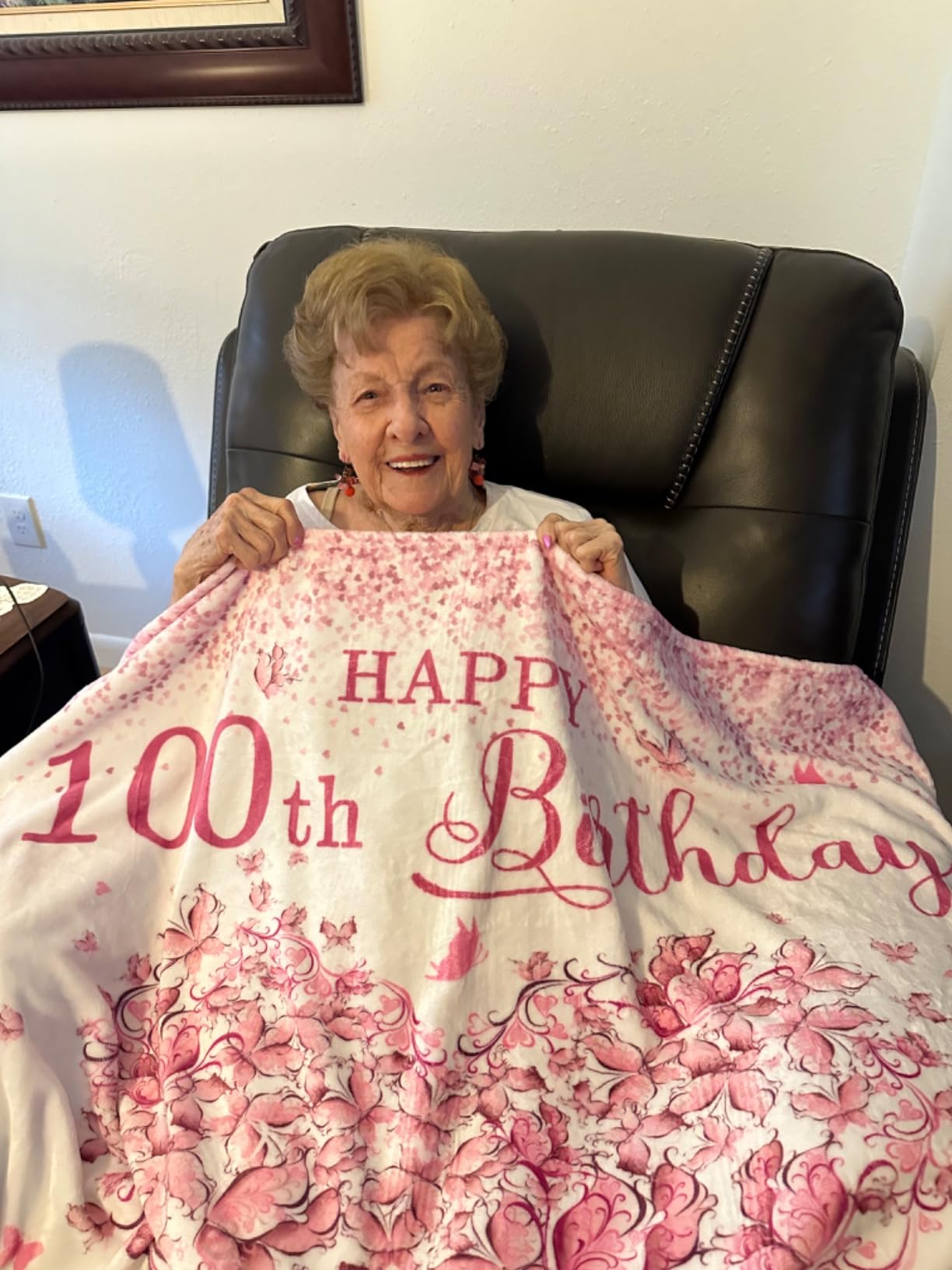 XALAZY 100th Birthday Gifts for Women Blanket 60”X50”, 100th Birthday Decorations, Gifts for 100 Year Old Woman, 100th Birthday Gift Ideas, 1925 Gifts for 100th Birthday Women, 100th Birthday Blanket customer photo 1