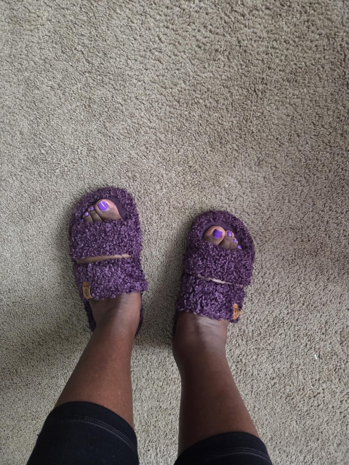 EverFoams Womens Fuzzy Open-toe Slippers Memory Foam Indoor House Shoes customer photo 1