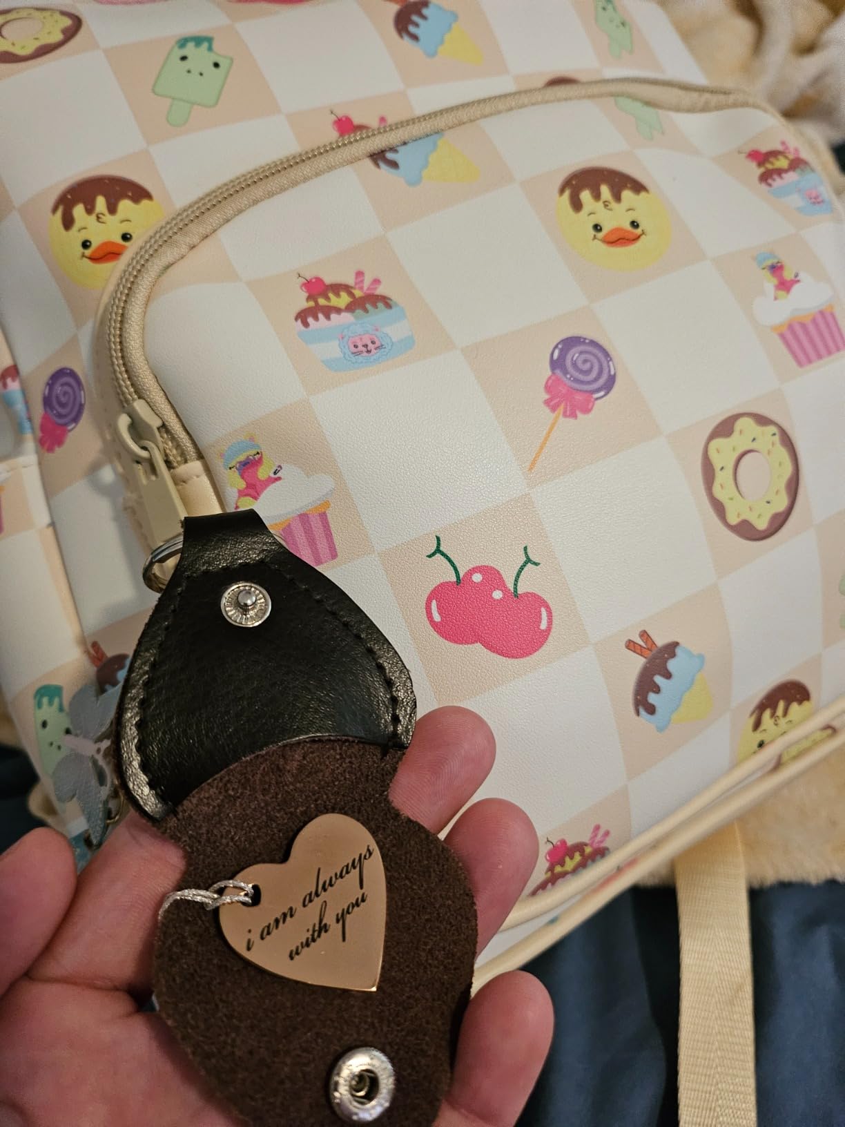 Qunrwe Pocket Hug Token,Long Distance Gifts Keepsake,Double Sided Inspirational Thinking of you Gift with Leather Keychain customer photo 1