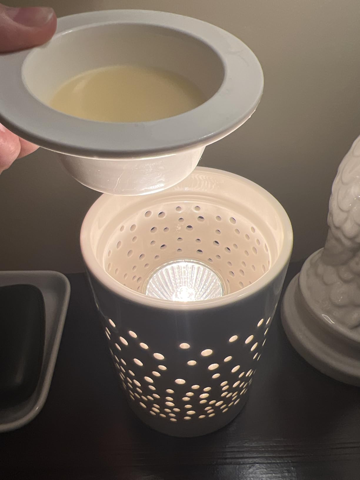 Wax Melts Candle Warmer Burner - Ceramic Electric Candle Waxing Warmer Melter Timer Adjust Fragrance Intensity Auto Shut Off for Scented Wax Tart Cube Aromatherapy Home Office Bedroom Decor Gifts customer photo 2