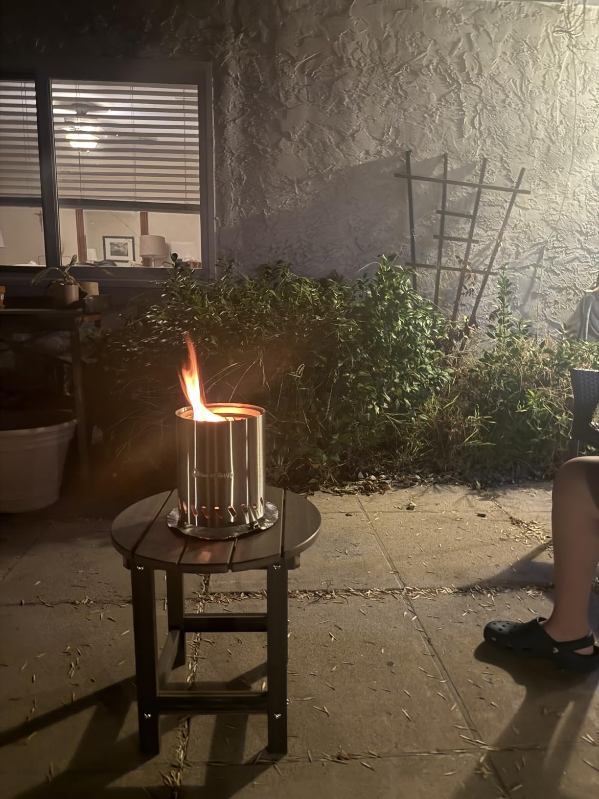 9.7 x 7.1 Inch Tabletop Fire Pit by AmazStove, Low Smoke Camping Stove for Outdoor Safe Burning Firepits, Fueled Pellets or Wood, Travel Bag Included (Silver, 9.7 x 7.1 INCH) customer photo 1