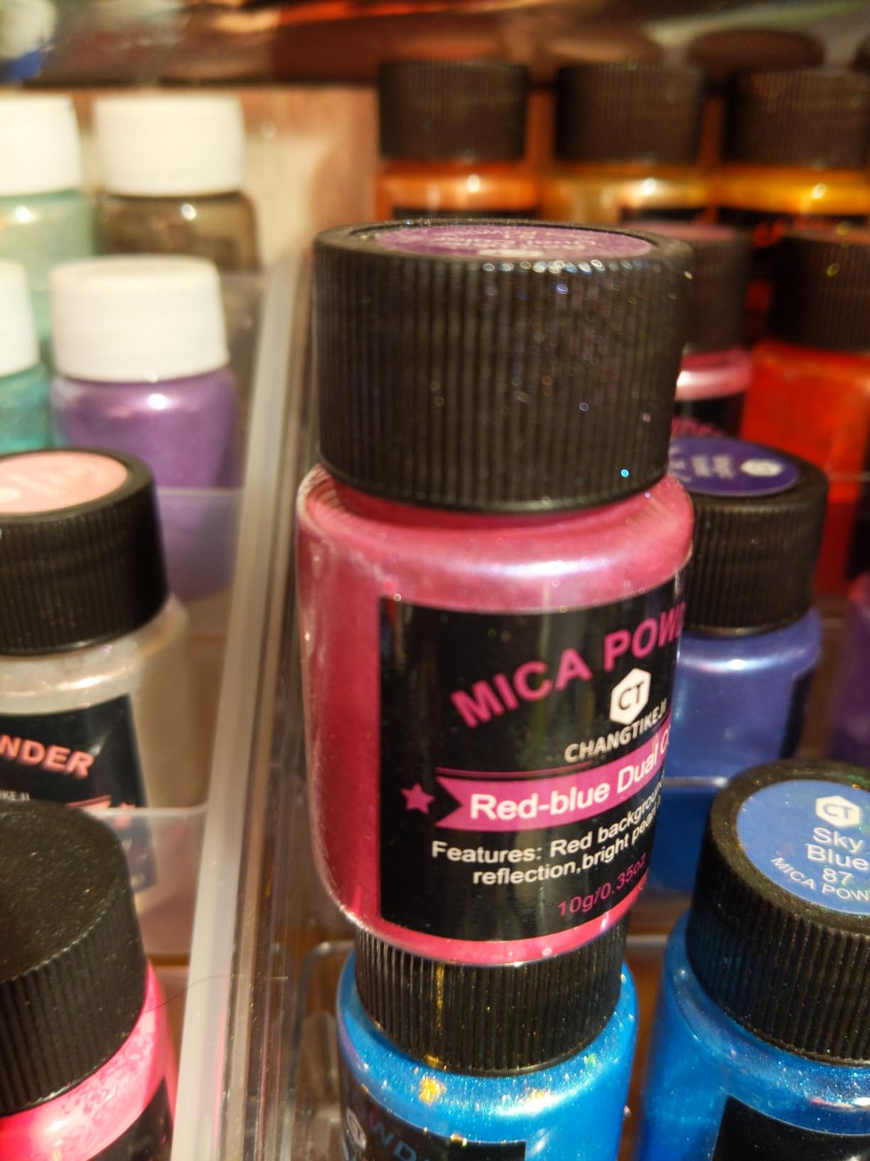 CHANGTIKEJI Mica Powder,24 Colors - 10g/Bottle of Natural Pigment Powder for Epoxy Resin,Soap Making,Candle Making,Lip Gloss,Car Freshies,Dye,Nail Polish,Bath Bombs customer photo 1