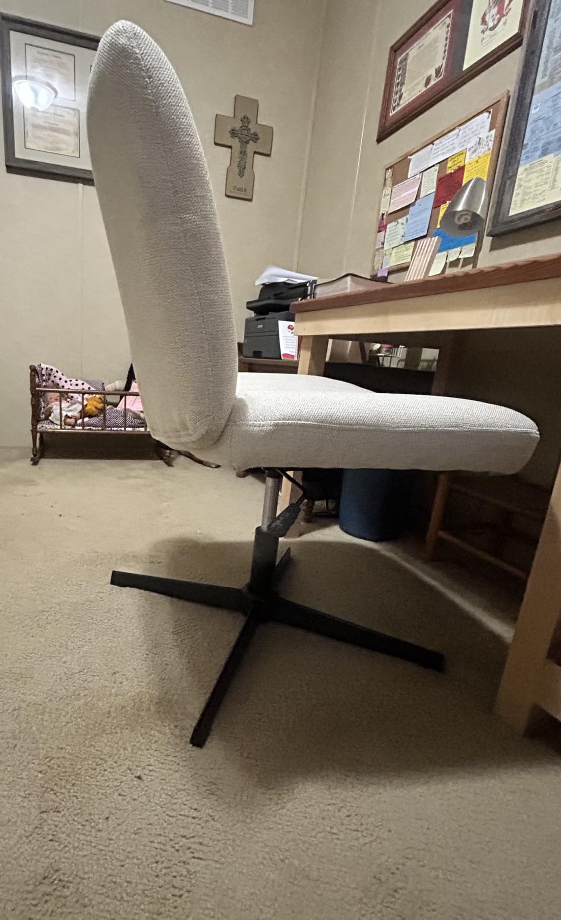 Orange Factory Criss Cross Chair, Wide Fabric Vanity Seat, Beige No Wheel customer photo 2