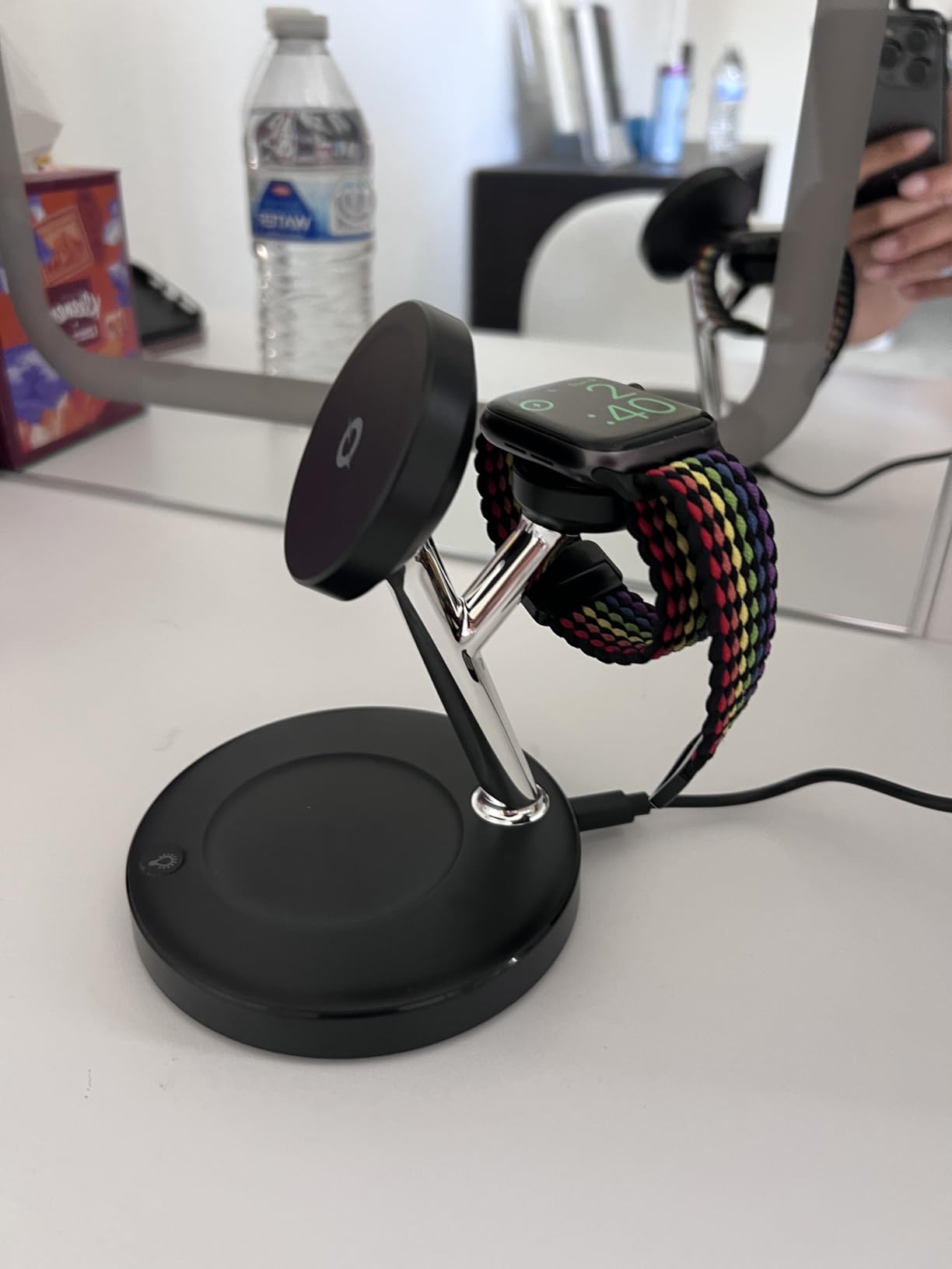 3 in 1 Mag-Safe Wireless Charger Stand for iPhone Apple Watch AirPods | Adjustable Blue Ambient Light, 15W Magnetic Charging Station for iPhone 17 16 15 14 13 12 Series Wireless Charging Station customer photo 2