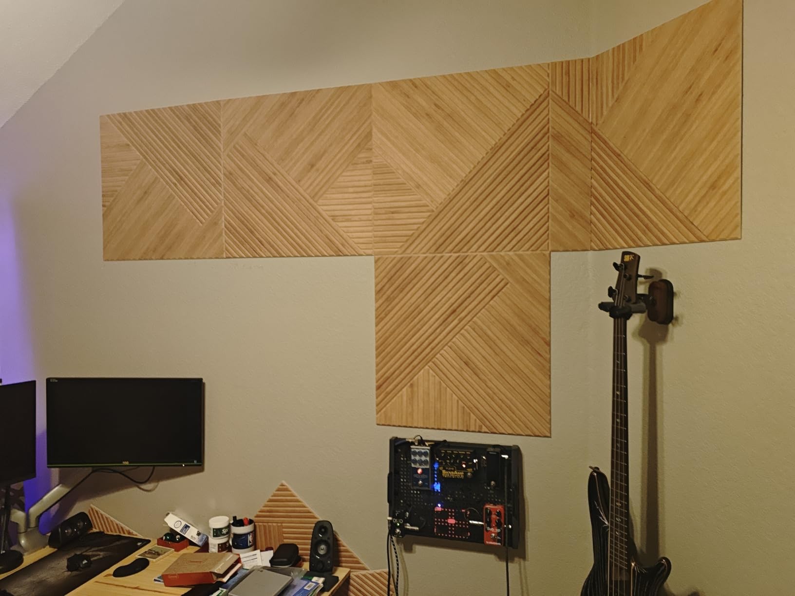 BUBOS 6-Pack Acoustic Panels, Wood Grain Sound Absorbing Panels, 23.6x23.6 customer photo 1