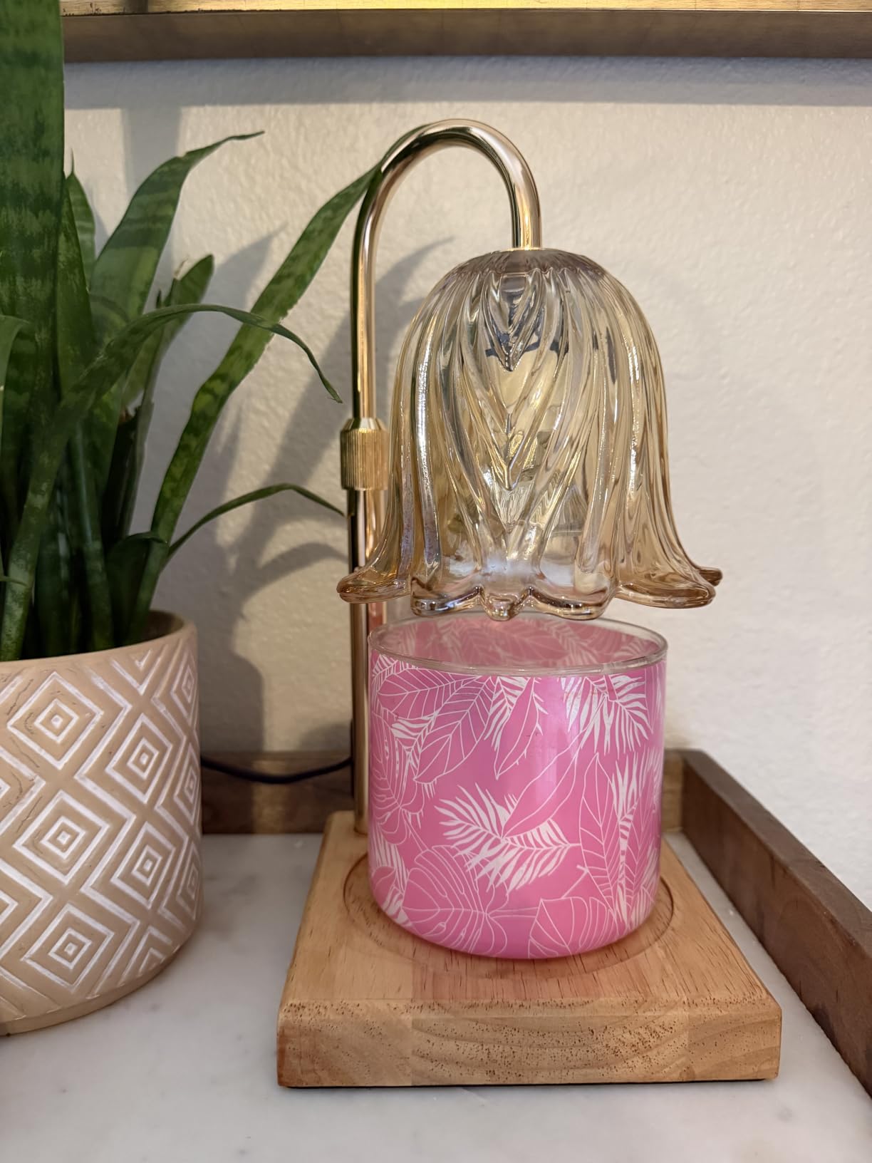 GODONLIF Flower Candle Warmer Lamp with Timer, Gold Electric Candle Lamp customer photo 1