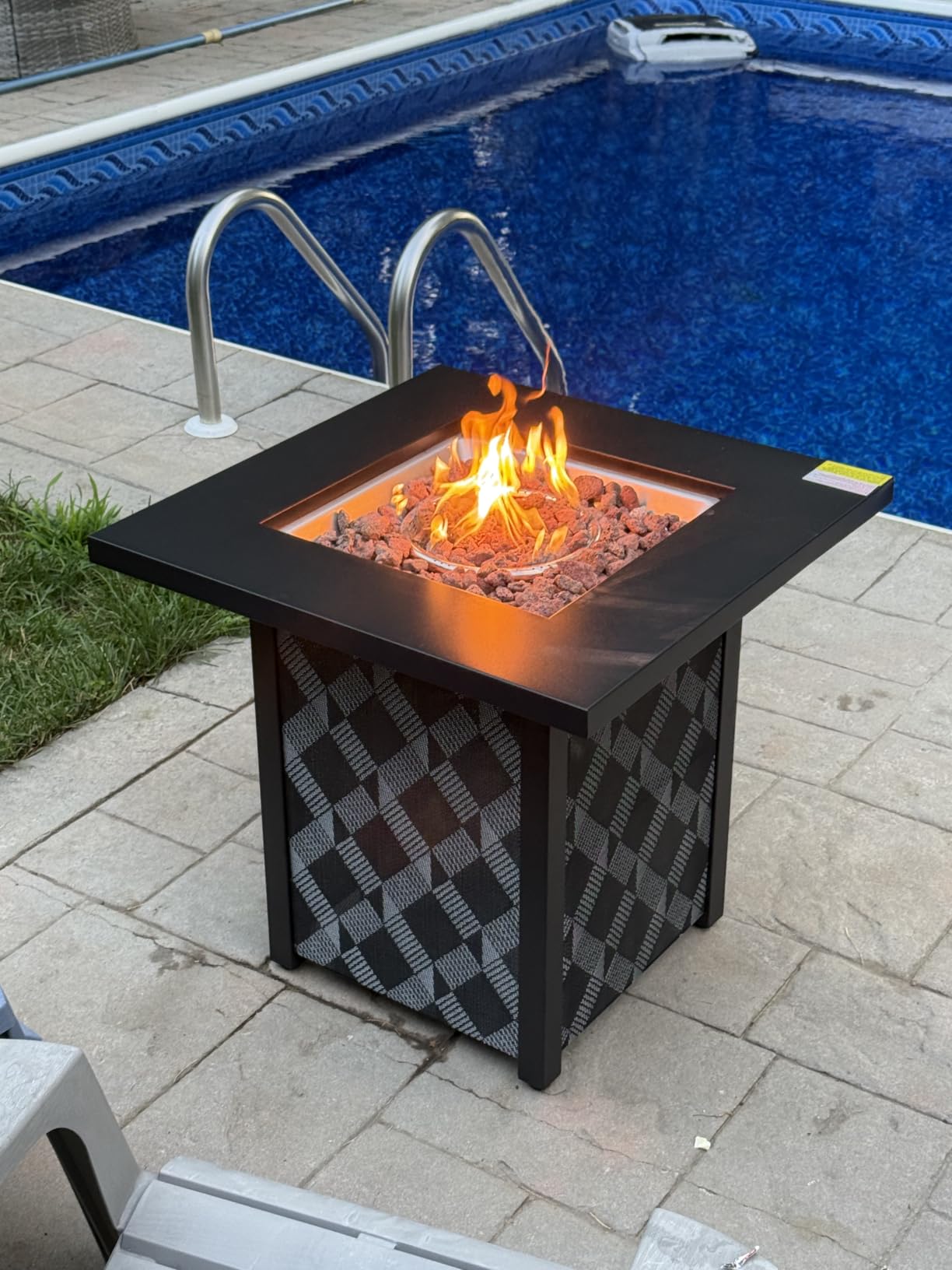 Ciays 28Inch Propane Fire Pit Table, 50,000 BTU Outdoor Gas Fire Pit Table CSA-Certified for Outside Patio with Removable Lid and Lava Rocks, Add Warmth and Ambience to Parties, Backyard, Garden customer photo 2
